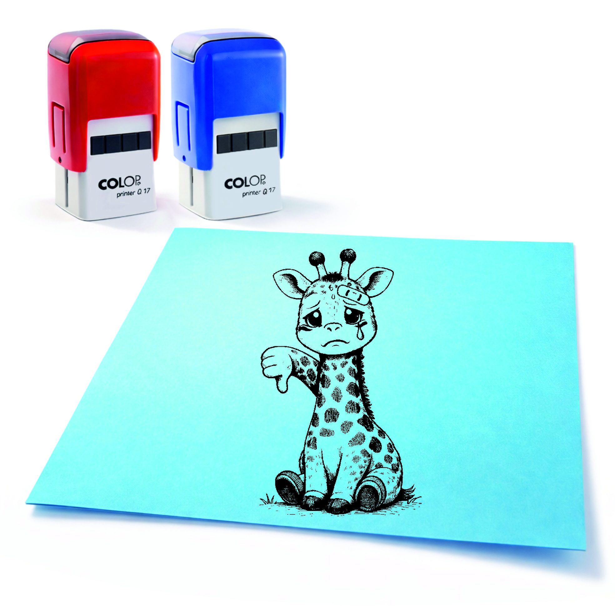  Lehrer Automatikstempel Giraffe Motivationsstempel Schüler – Tiermotive Daumen runter – Abdruck 16 x 16 mm