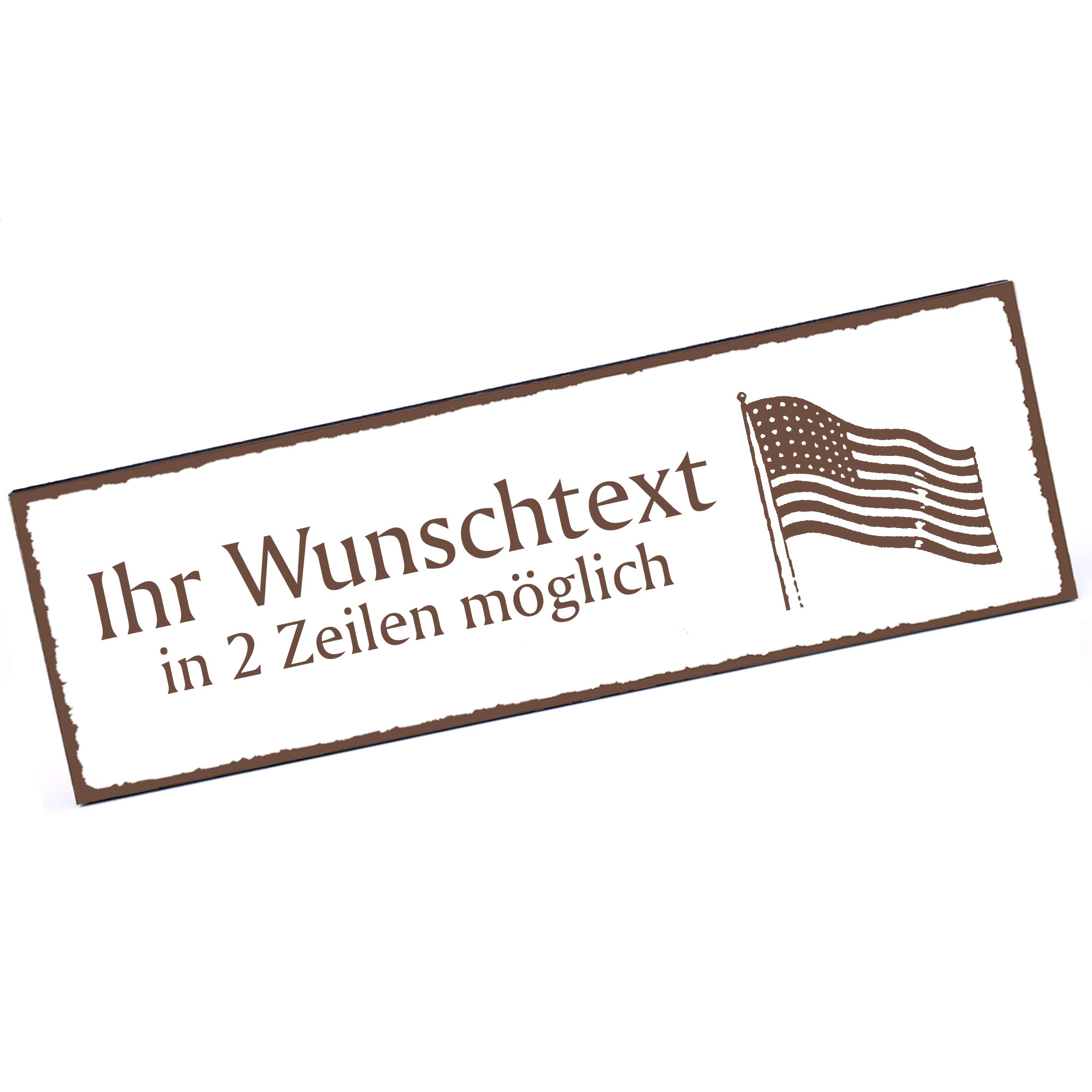 Türschild Fahne Amerika  Namensschild personalisiert mit Gravur - 150mm x 50mm - selbstklebend