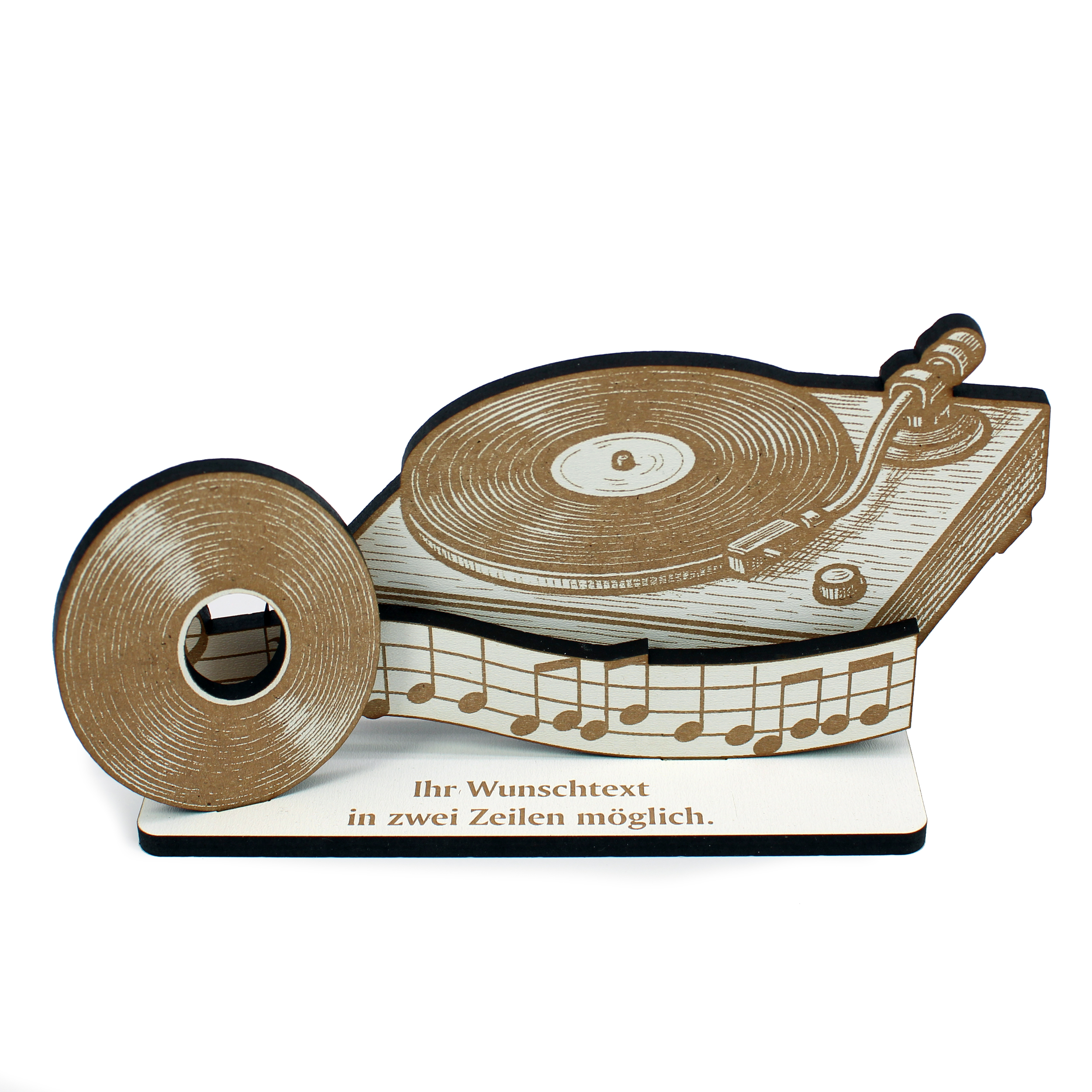 Dekoaufsteller Plattenspieler – Geschenk für Musiker mit Wunschtext - DJ & DJane  –  Geldgeschenk