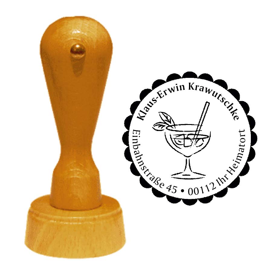 Adressenstempel « COCKTAIL » mit persönlichem Wunschtext