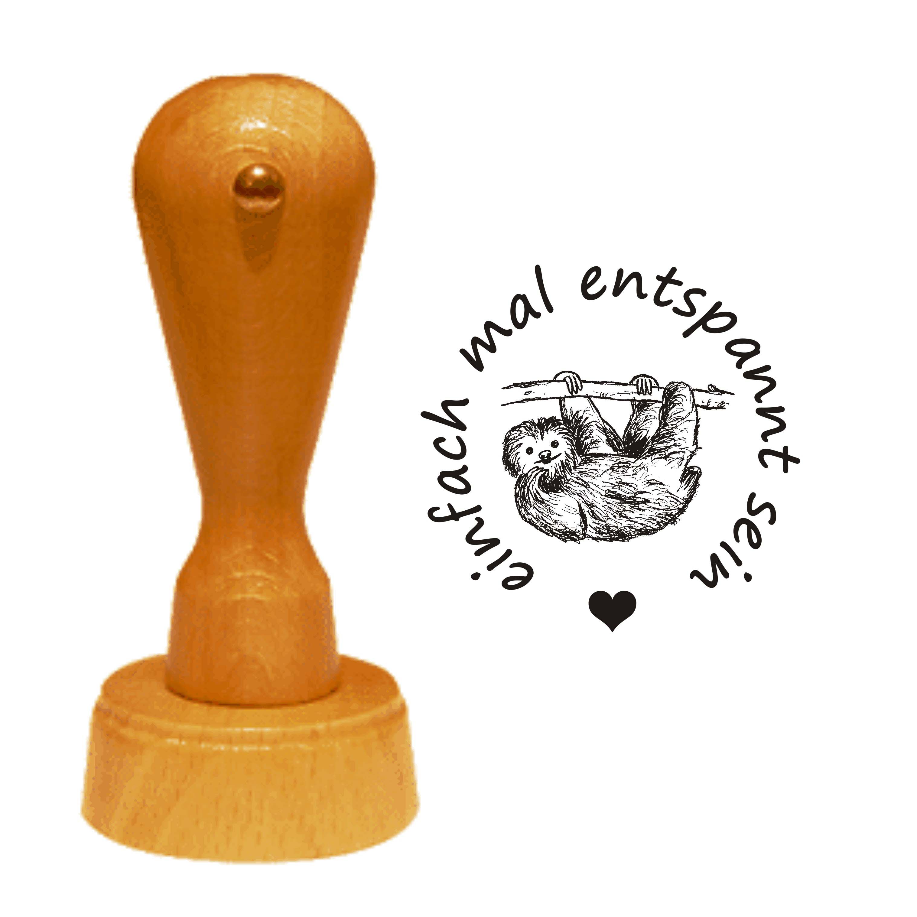 Stempel Faultier « Einfach mal entspannt sein » Ø 35 mm