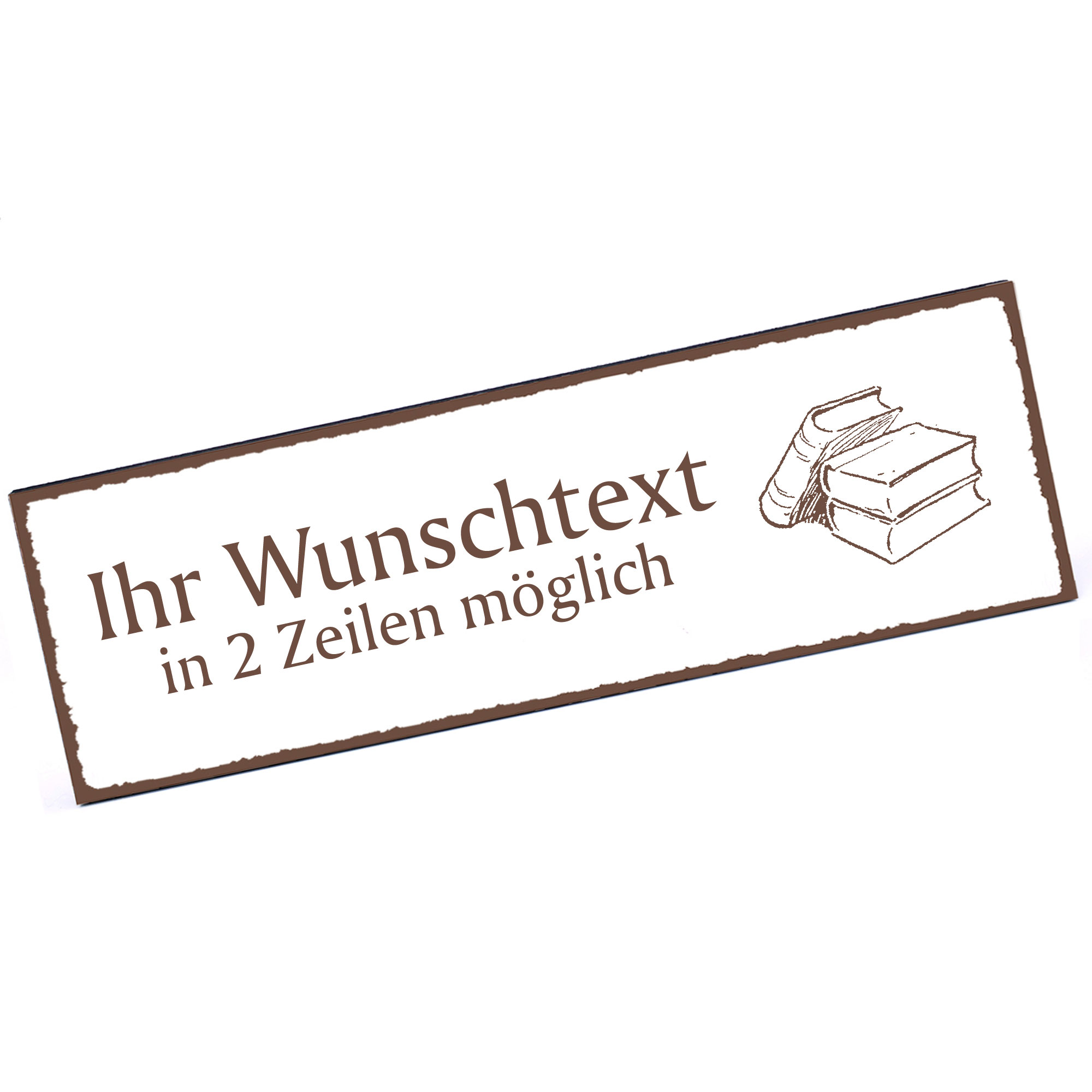 Türschild Bücher  Namensschild personalisiert mit Gravur - 150mm x 50mm - selbstklebend