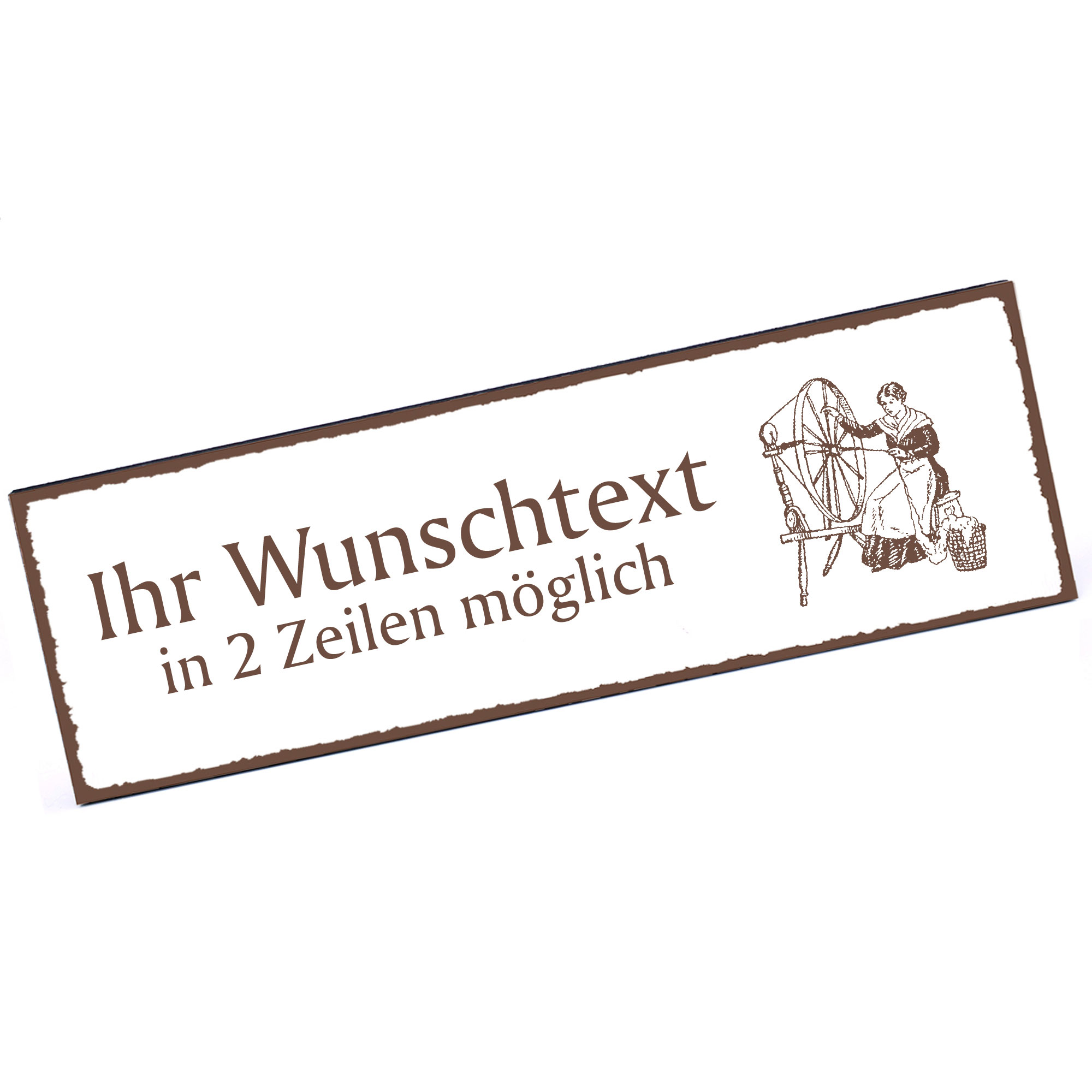 Türschild Schneiderin am Spinnrad  Namensschild personalisiert mit Gravur - 150mm x 50mm - selbstkle