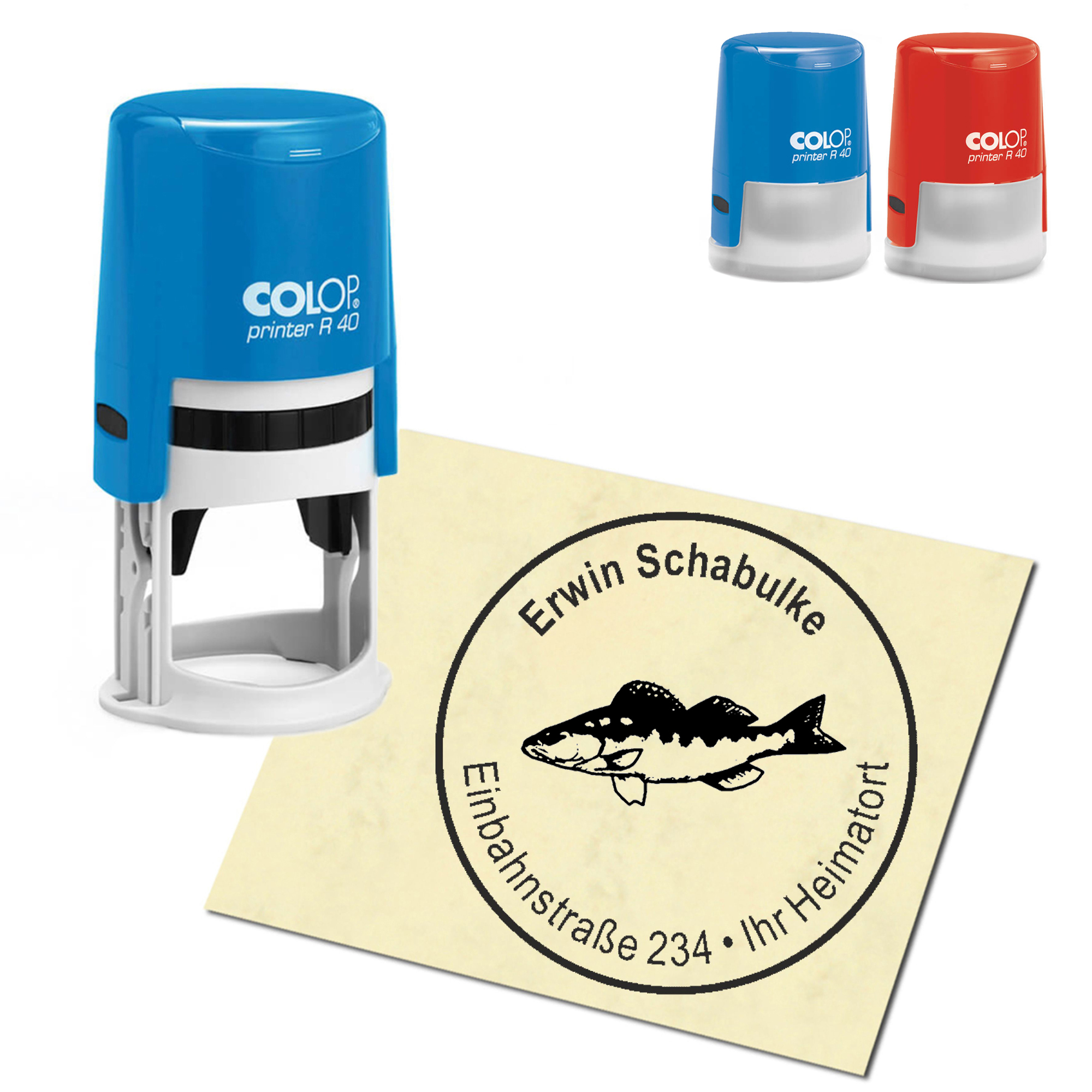 Stempel Adressstempel personalisiert - Zander - rund &empty; 40mm