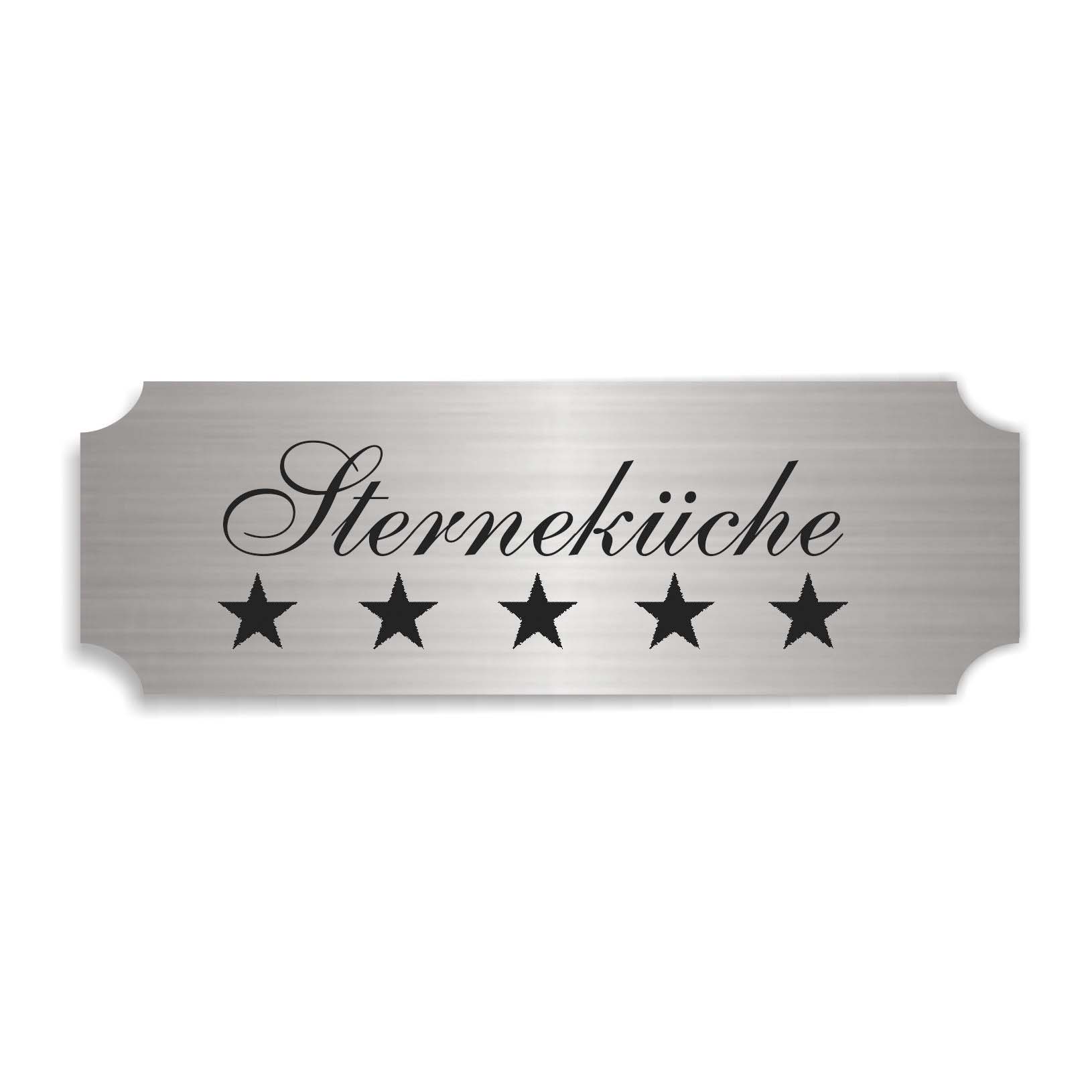 Schild « STERNEKÜCHE » selbstklebend - Aluminium Look - silber