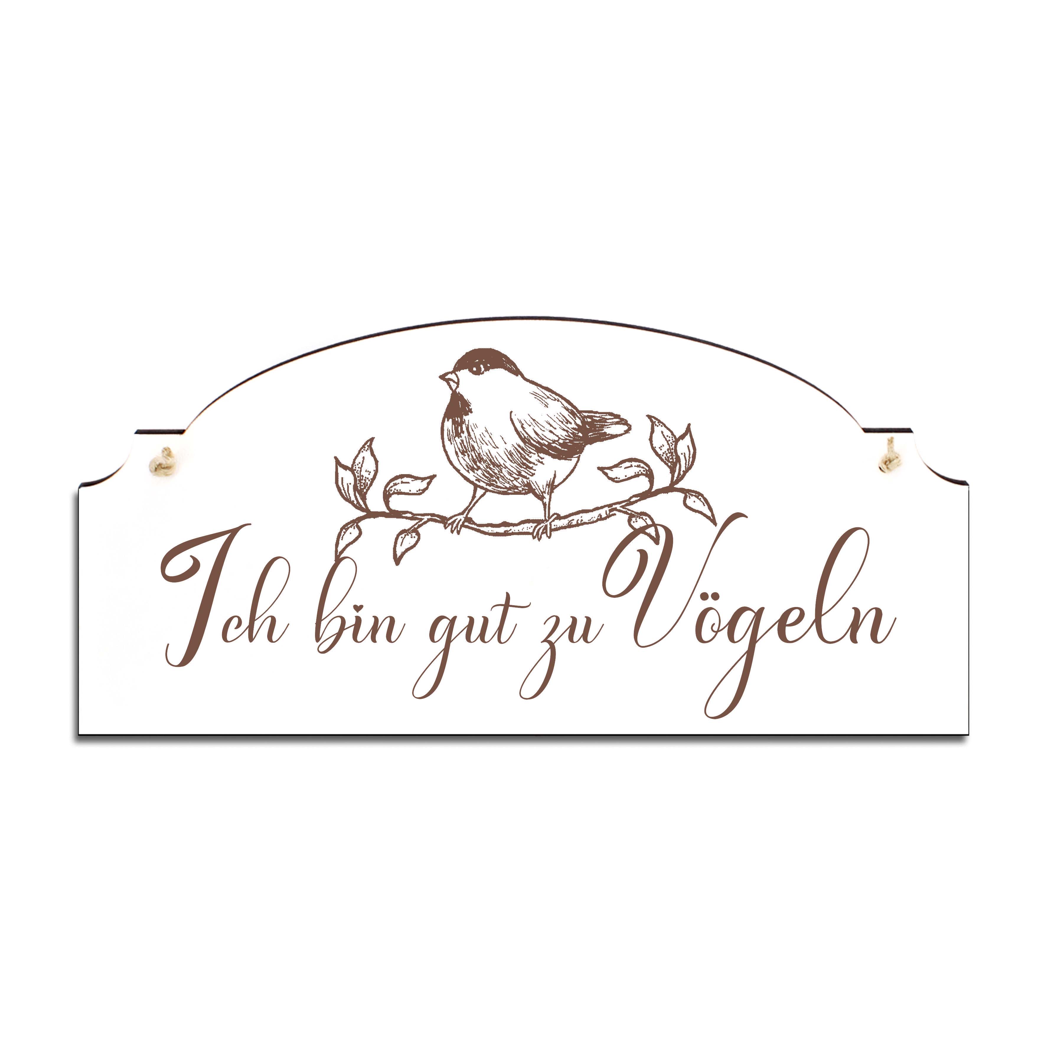Schild mit Spruch Ich bin gut zu Vögeln - Dekoschild mit Vogel Motiv Vintage Türschild 20 x 10