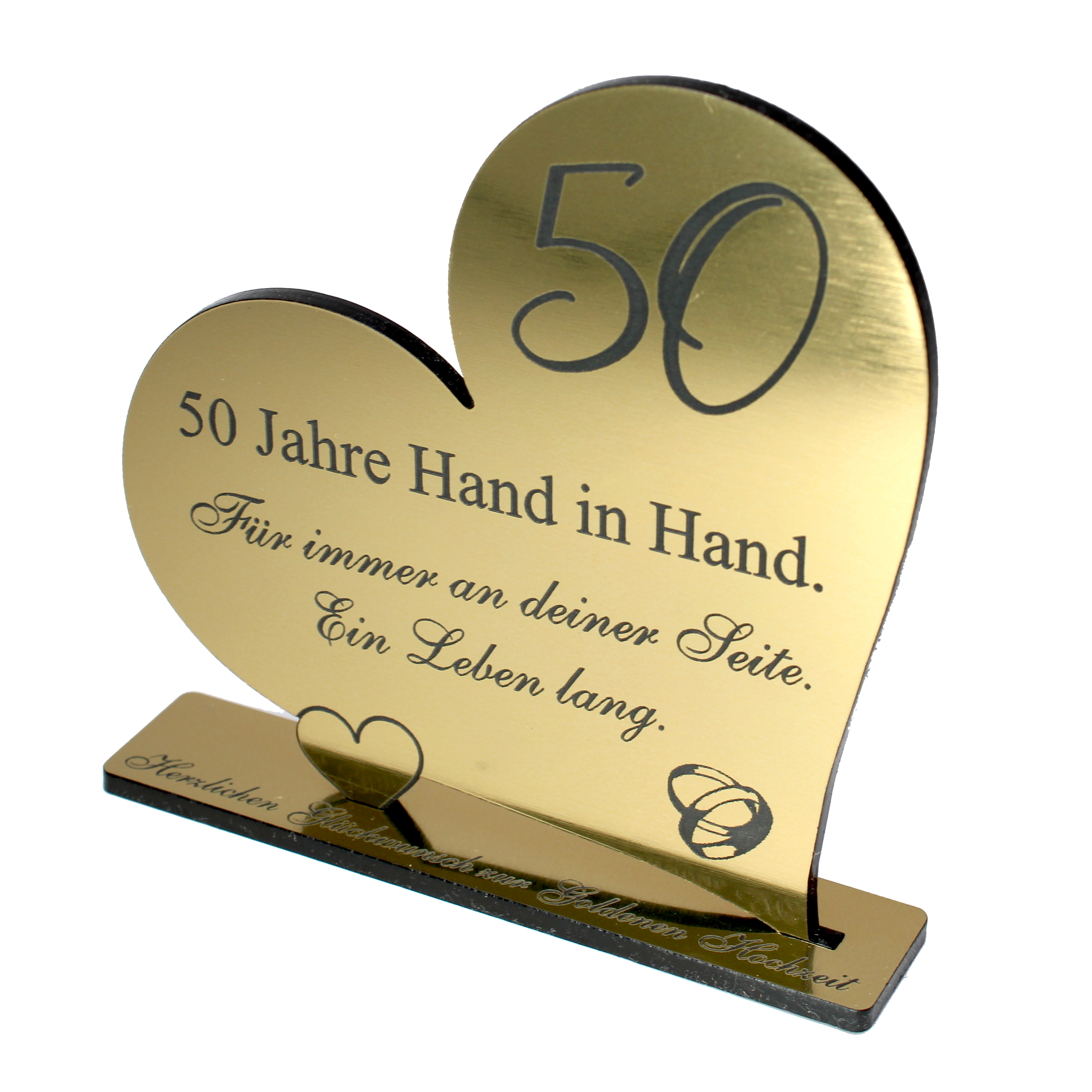 Goldene Hochzeit Geschenk Herz 50 Jahre Goldoptik Aufsteller 10 cm