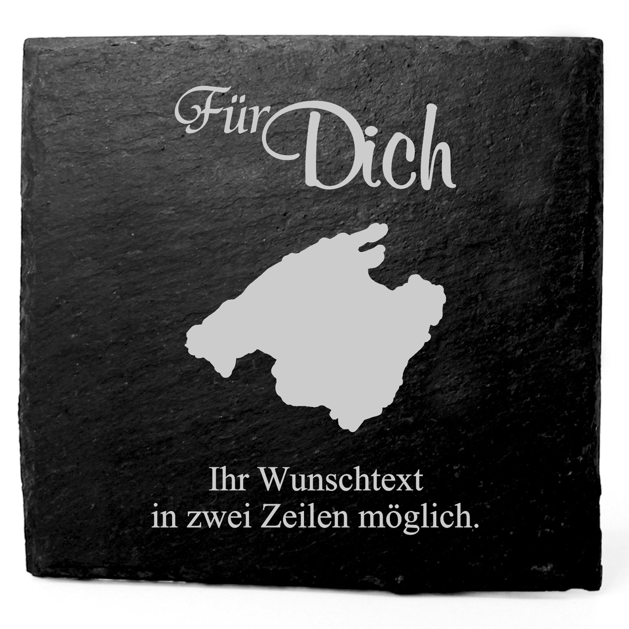 Deko Schiefer Untersetzer personalisiert Insel Mallorca - Für Dich - 11x11cm