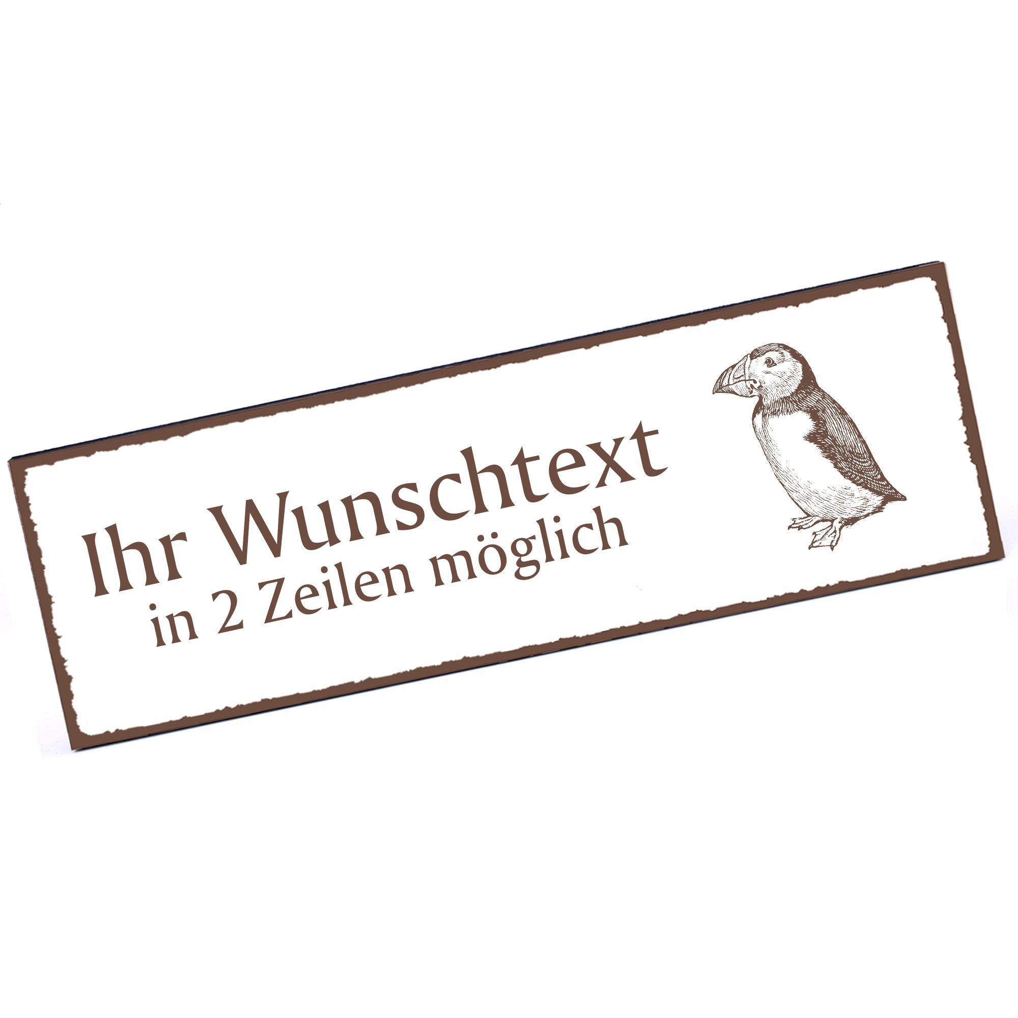 Türschild Puffin Papageitaucher  Namensschild personalisiert mit Gravur - 150mm x 50mm - selbstklebe