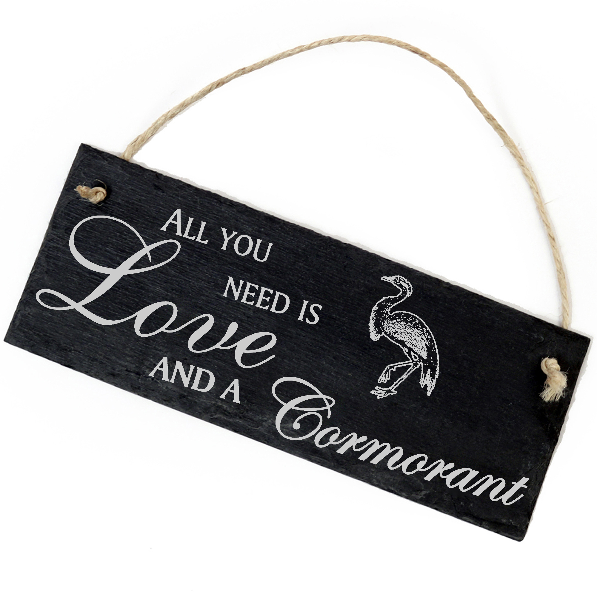 Schiefertafel Deko Kormoran Schild 22 x 8 cm - All you need is Love and a Cormorant