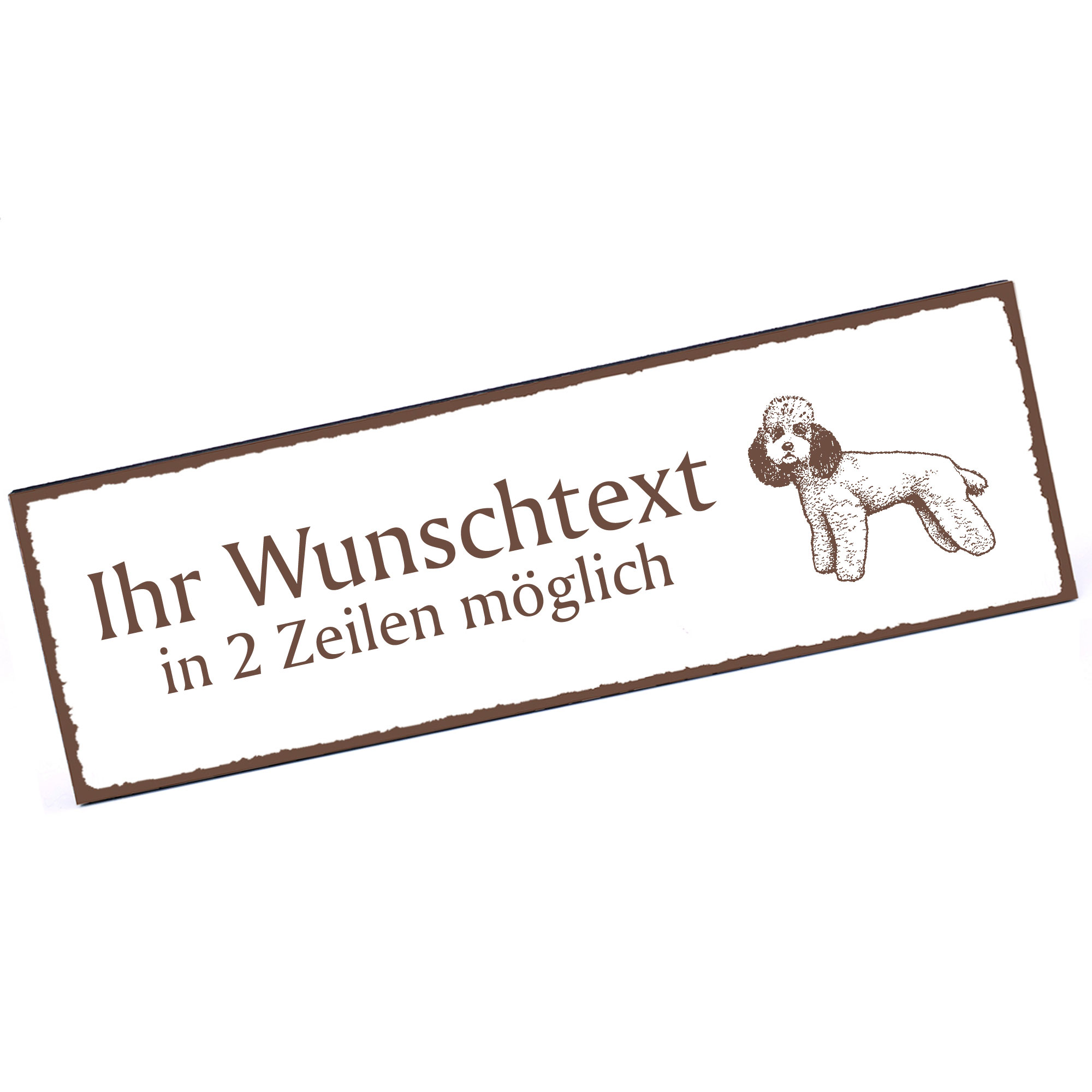 Türschild Pudel  Namensschild personalisiert mit Gravur - 150mm x 50mm - selbstklebend