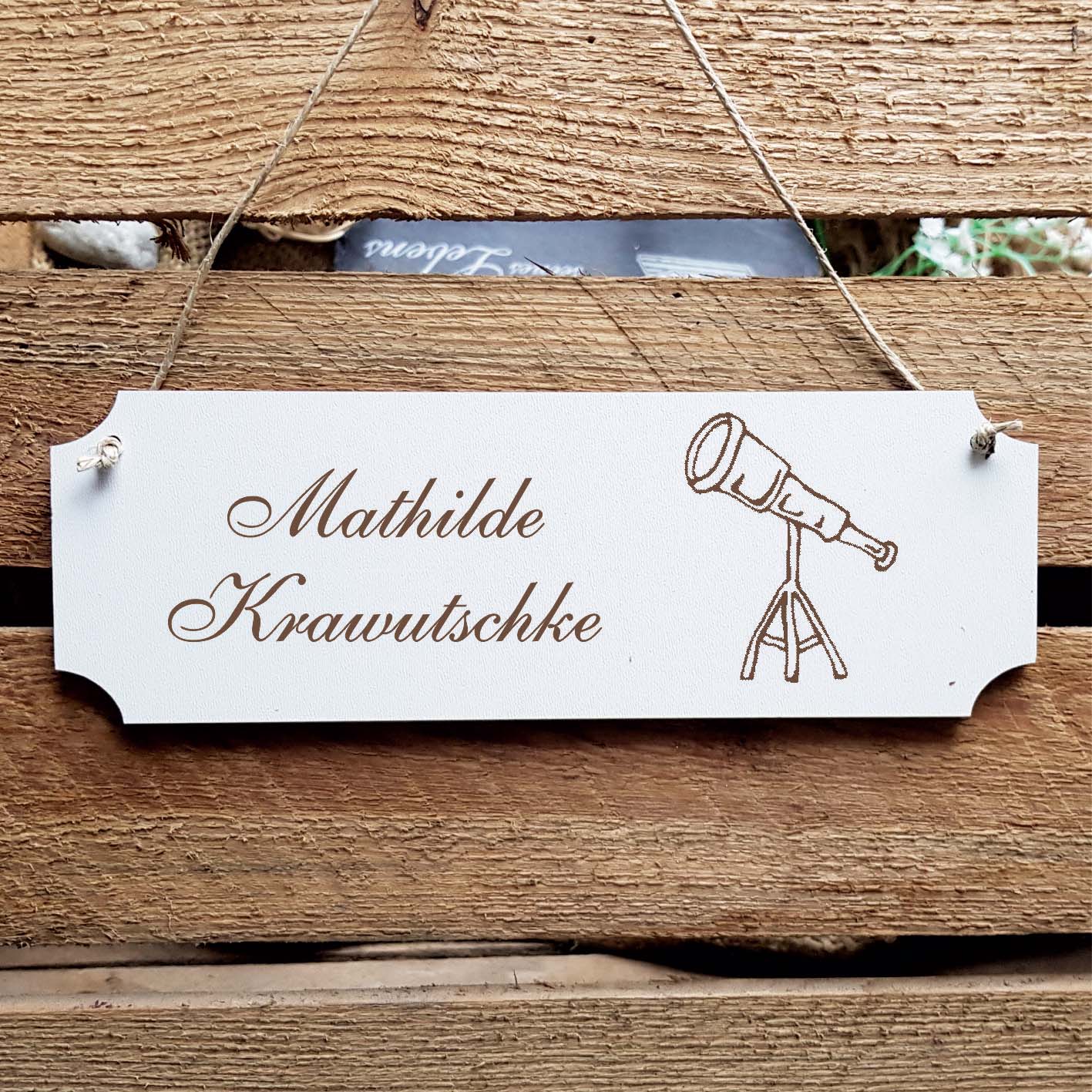 Schild « Fernrohr Astronomie Astronom » Namensschild Türschild zum Anhängen - 20 x 6,7 cm