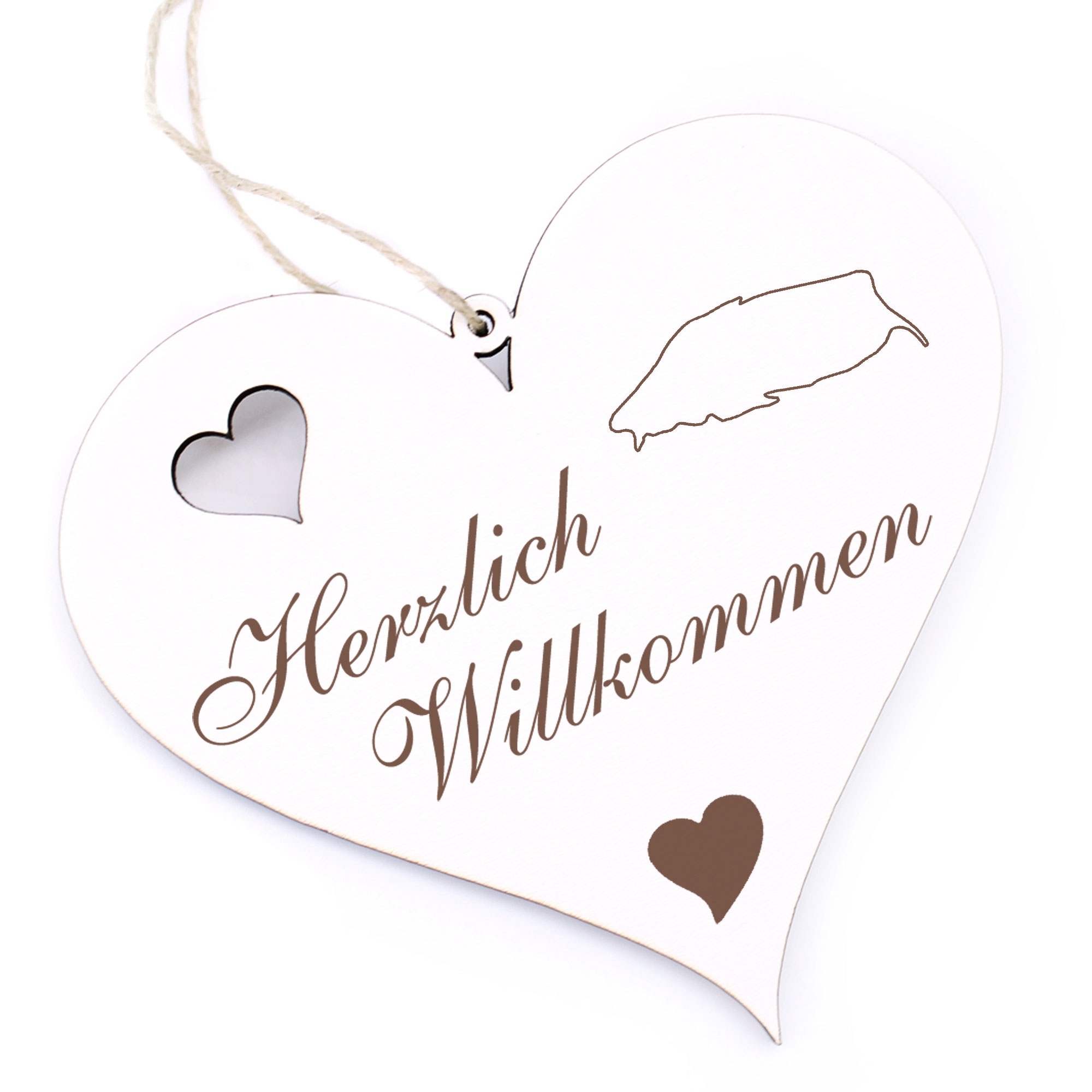 Herzlich Willkommen Schild - Insel Baltrum - Deko Herz Holz