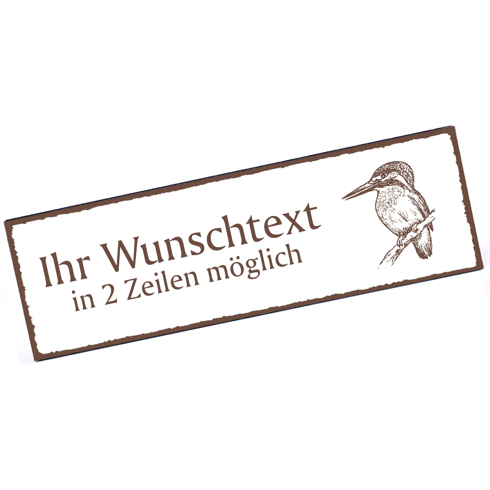 Türschild Eisvogel  Namensschild personalisiert mit Gravur - 150mm x 50mm - selbstklebend