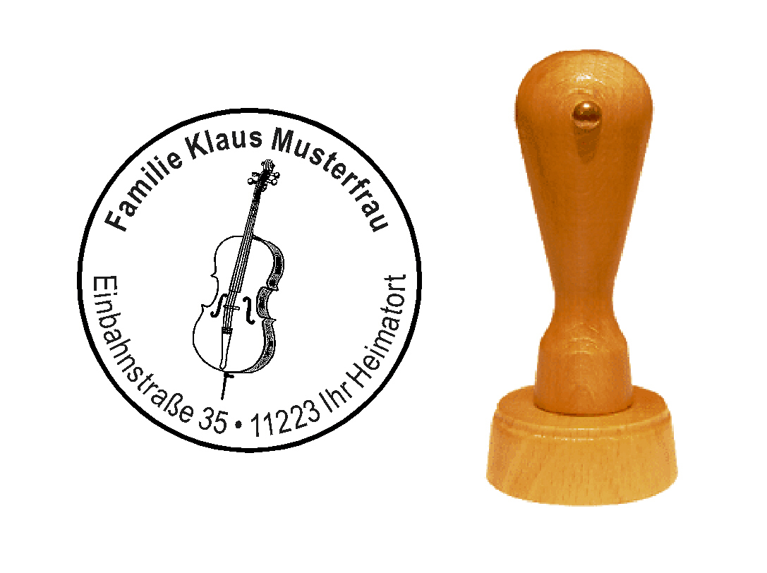 « Cello » Holzstempel mit persönlichem Wunschtext