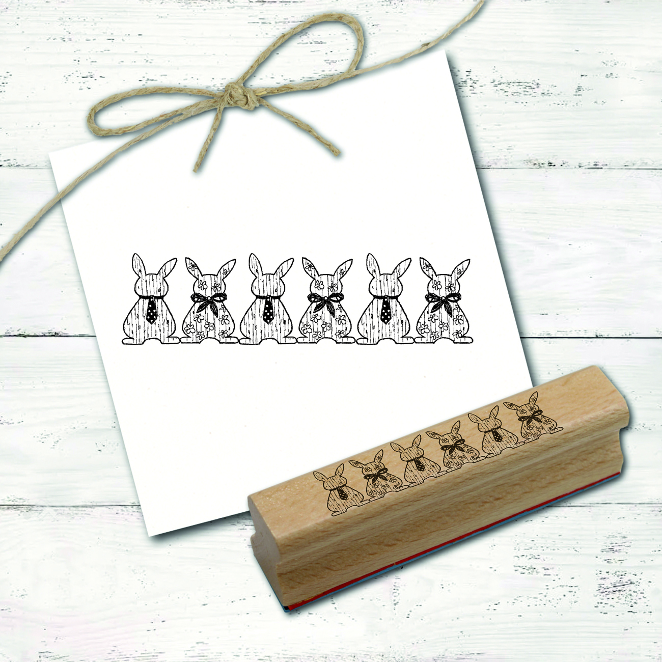 Motivstempel Deko Osterhasen Holz Optik - Stempel Holzstempel 68 x 18 mm