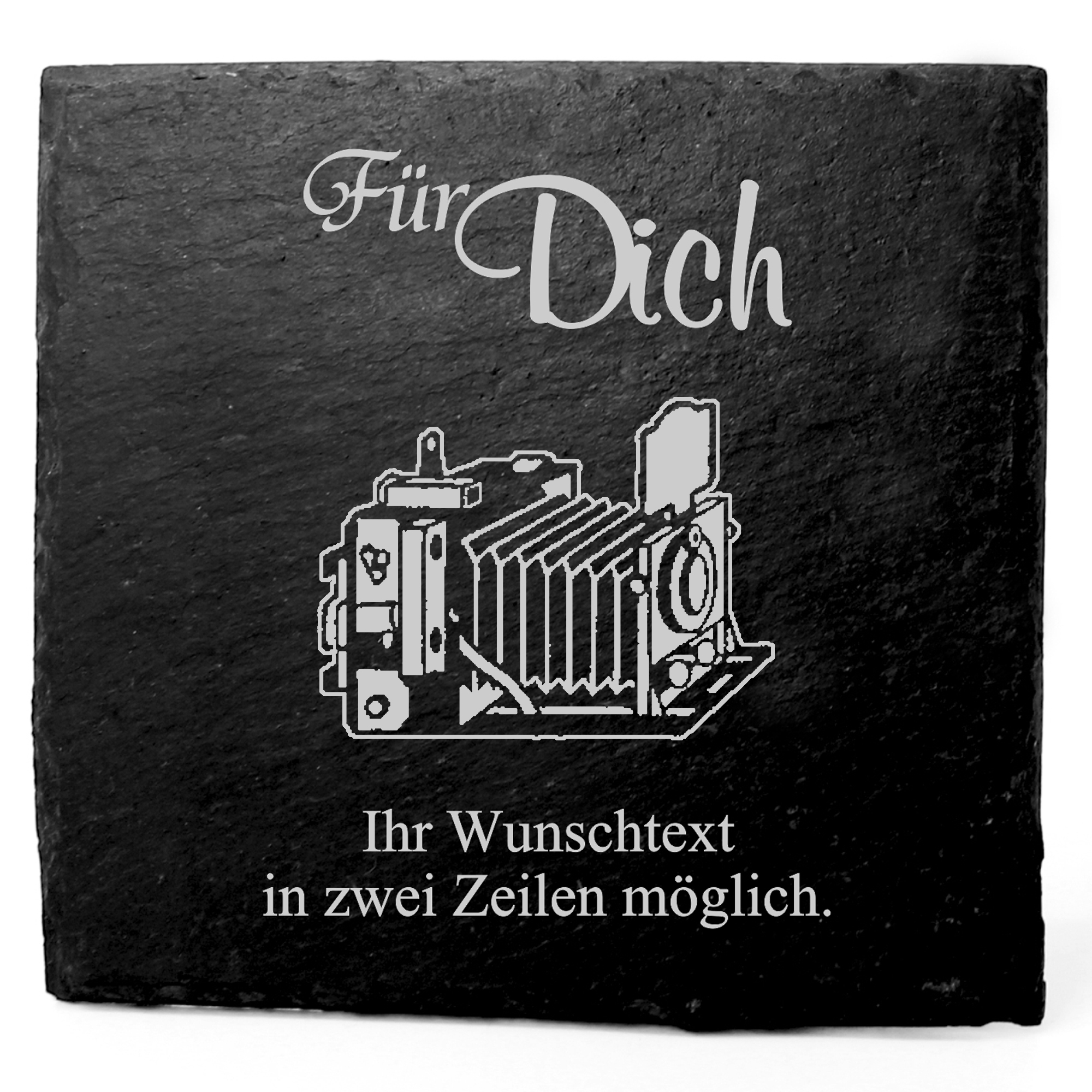 Deko Schiefer Untersetzer personalisiert alte Kamera - Für Dich - 11x11cm