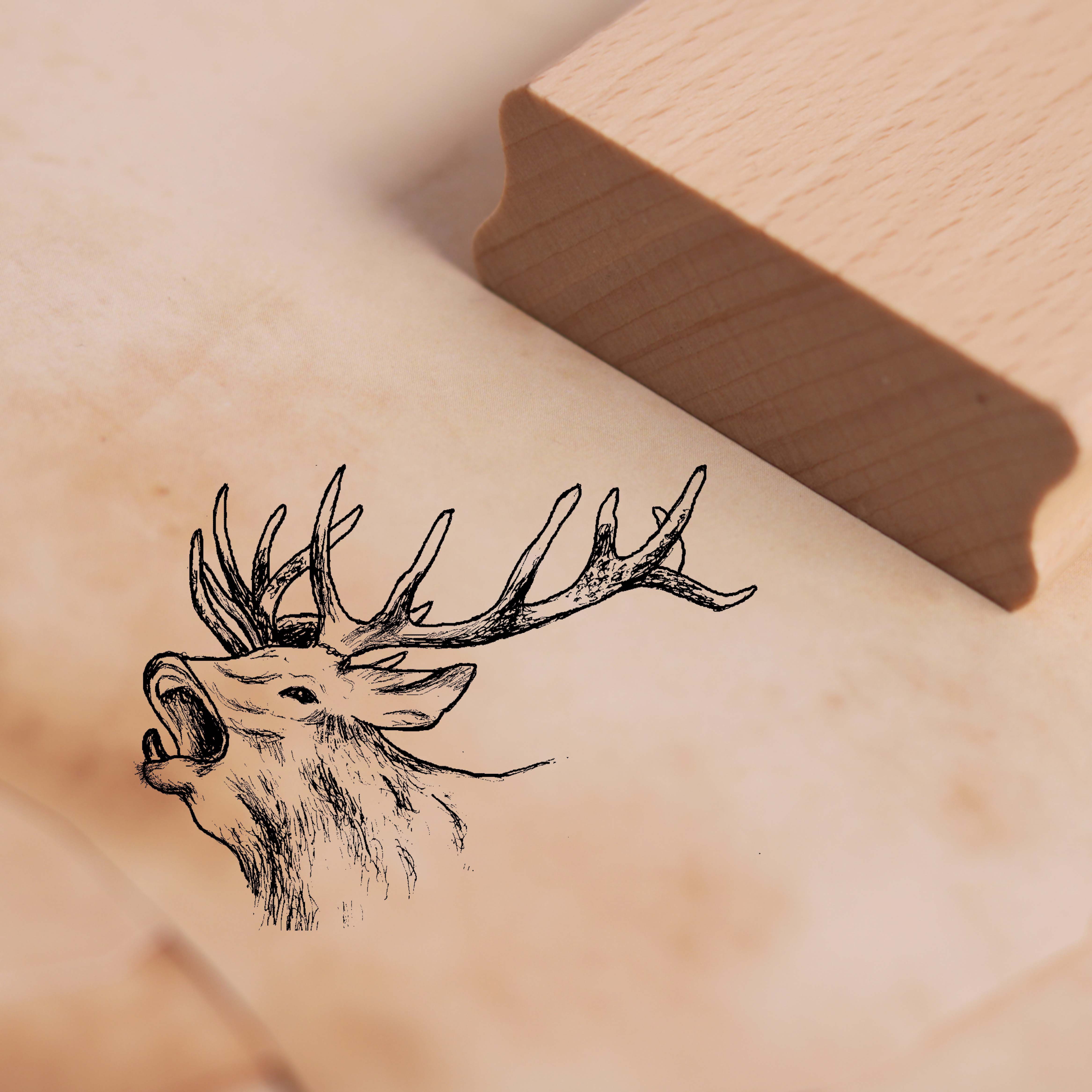 Motivstempel Röhrender Hirsch Stempel 48 x 36 mm