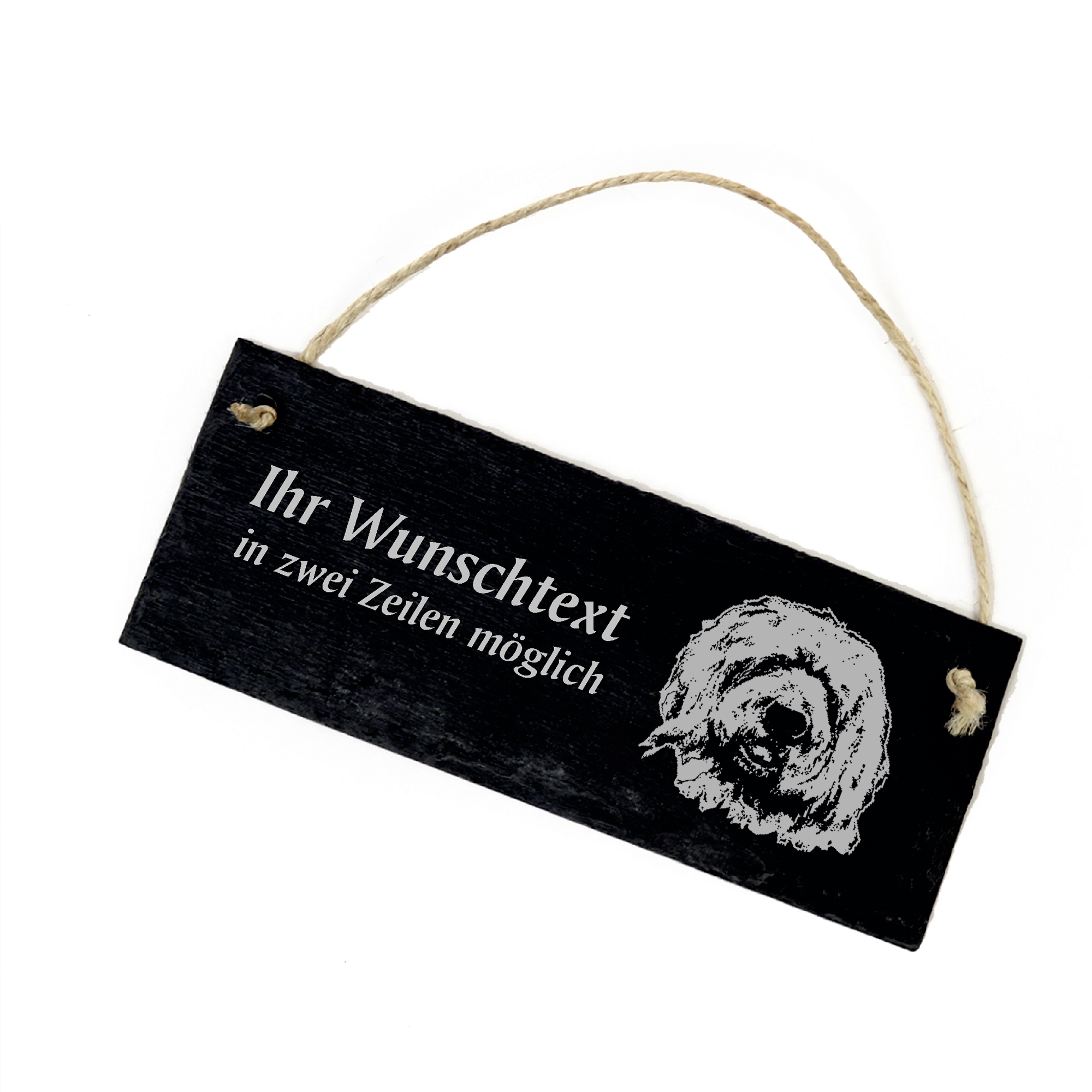Hundeschild Bobtail Türschild  Schiefer - personalisiert - 22cm x 8cm