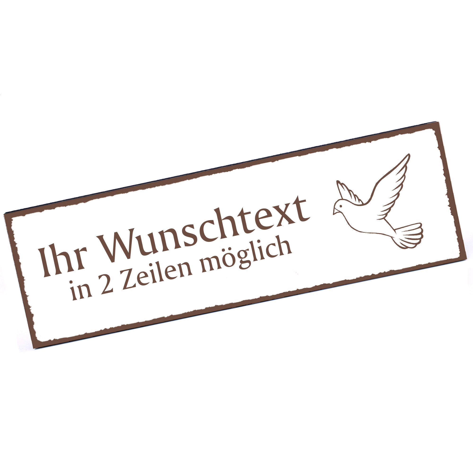Türschild fliegende Taube  Namensschild personalisiert mit Gravur - 150mm x 50mm - selbstklebend