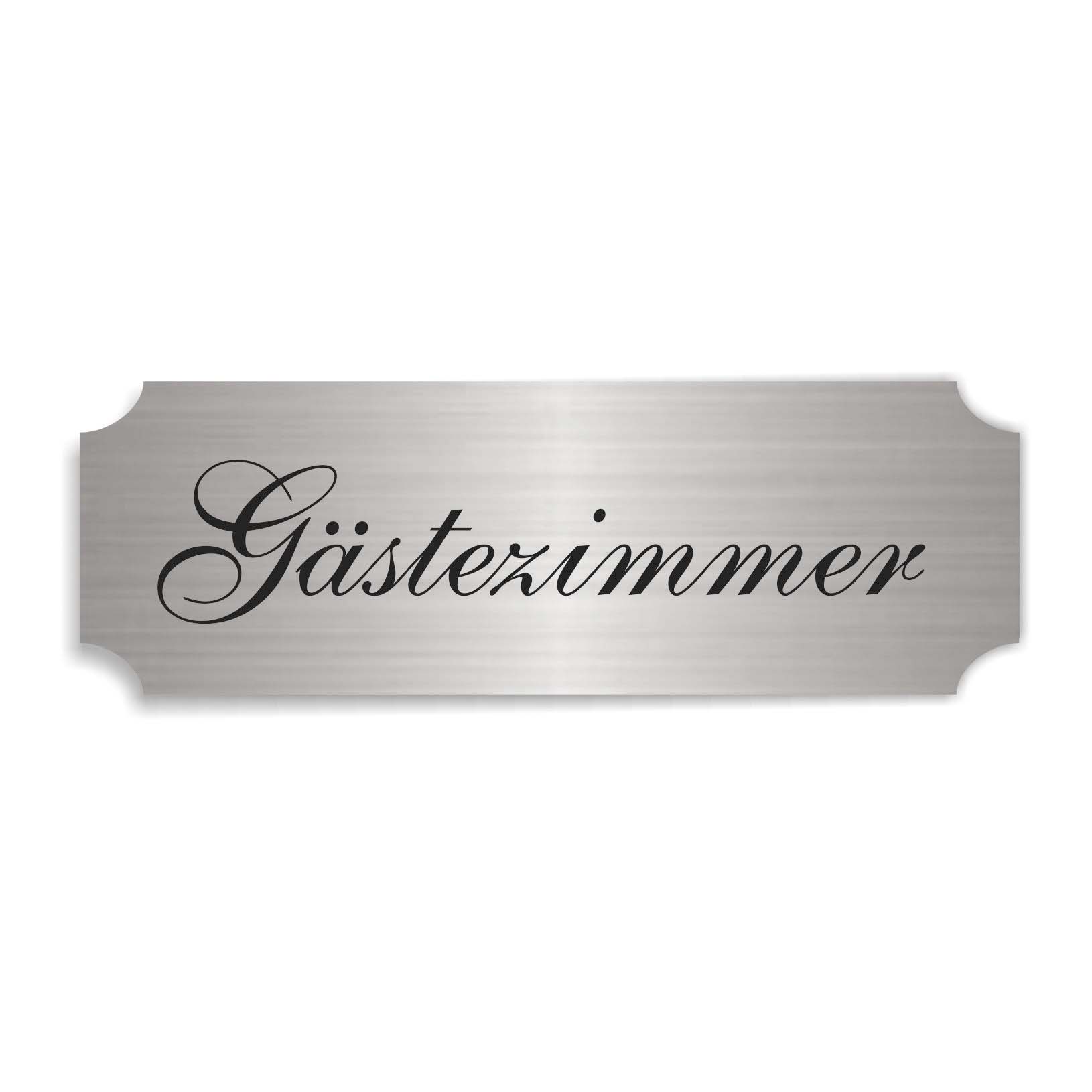 Schild « GÄSTEZIMMER » selbstklebend - Aluminium Look - silber