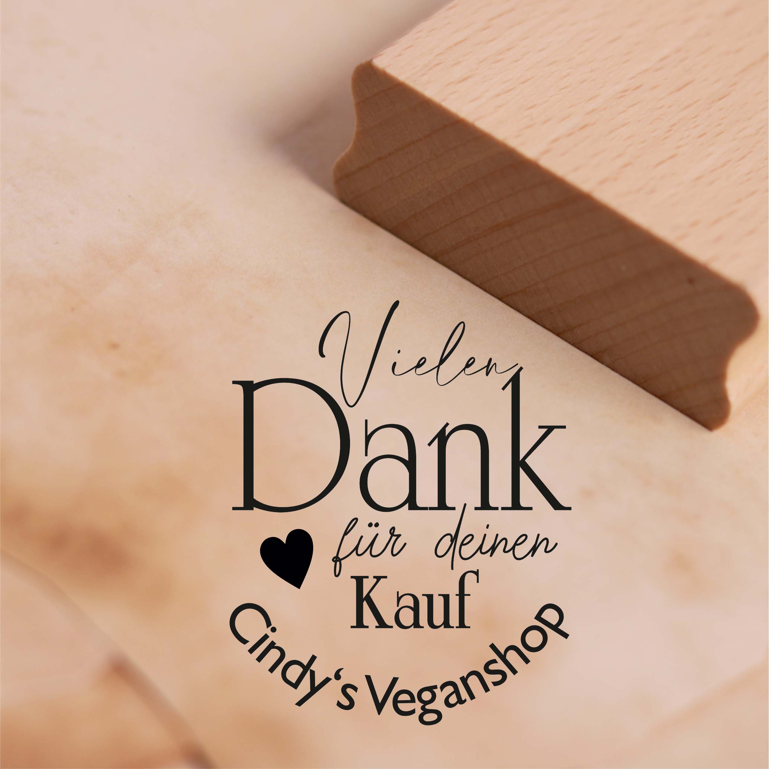 Motivstempel Vielen Dank für deinen Kauf mit Herz Motiv - inkl. Name personalisierter Stempel