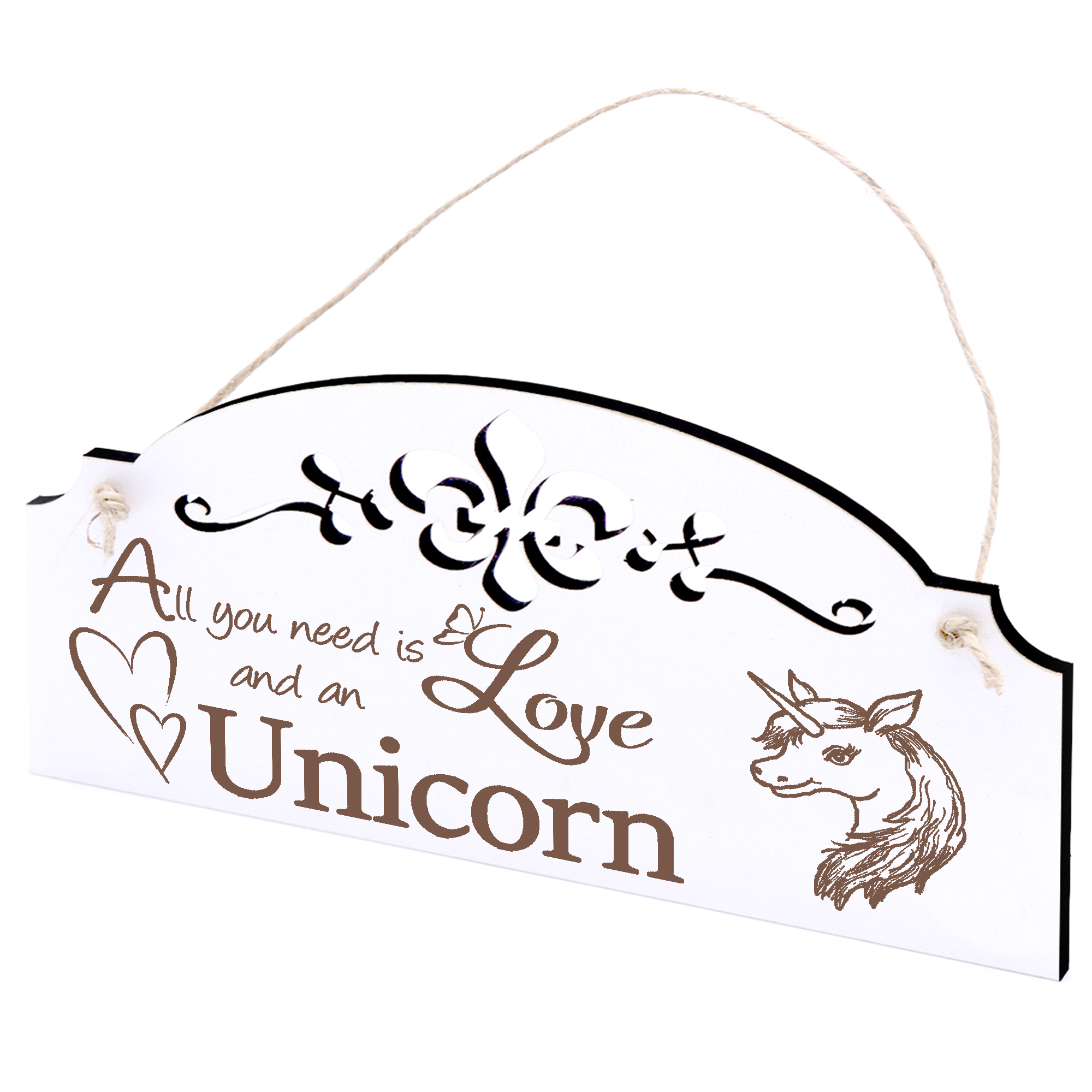 Schild Einhornkopf Deko 20x10cm - All you need is Love and an Unicorn - Holz