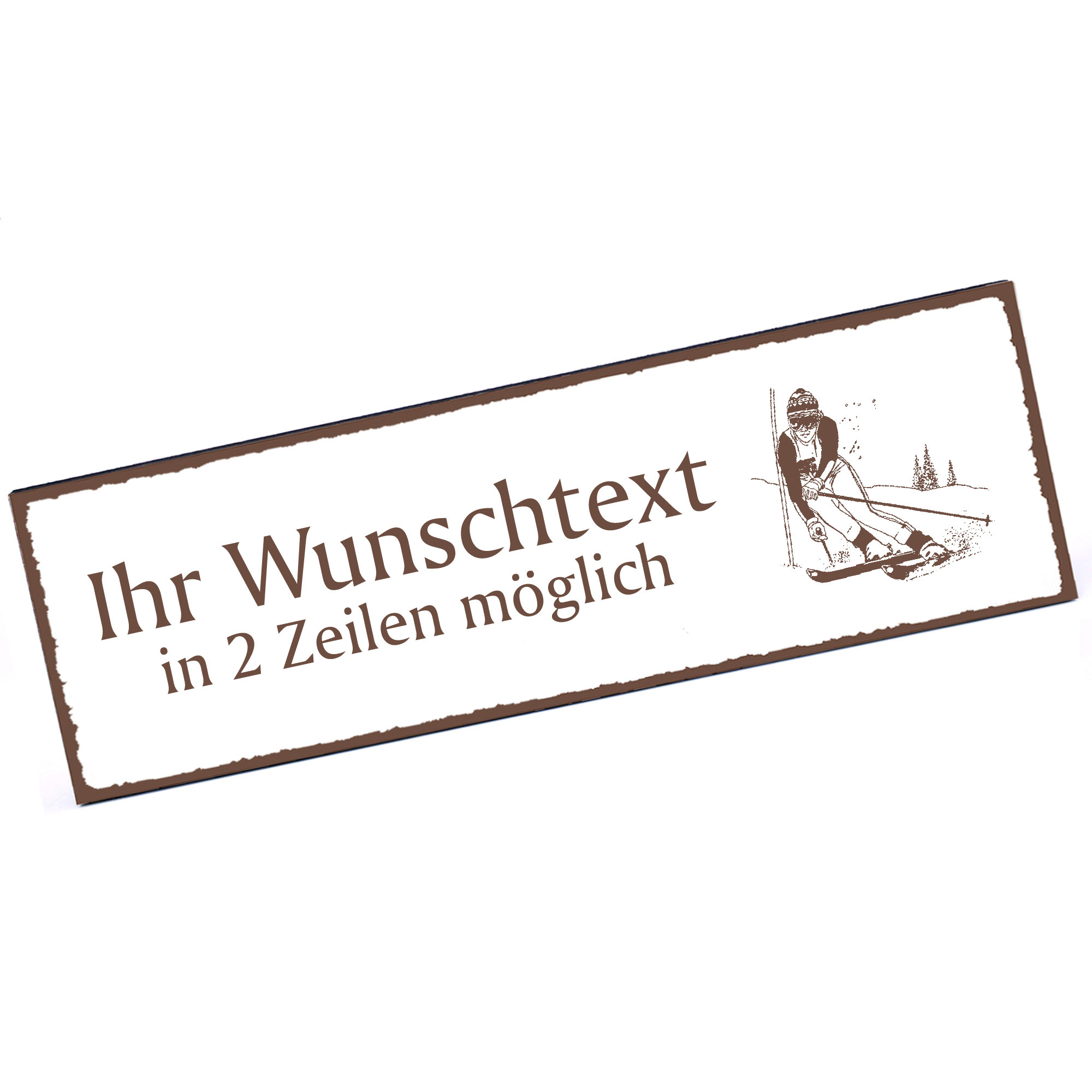 Türschild Skialpin  Namensschild personalisiert mit Gravur - 150mm x 50mm - selbstklebend