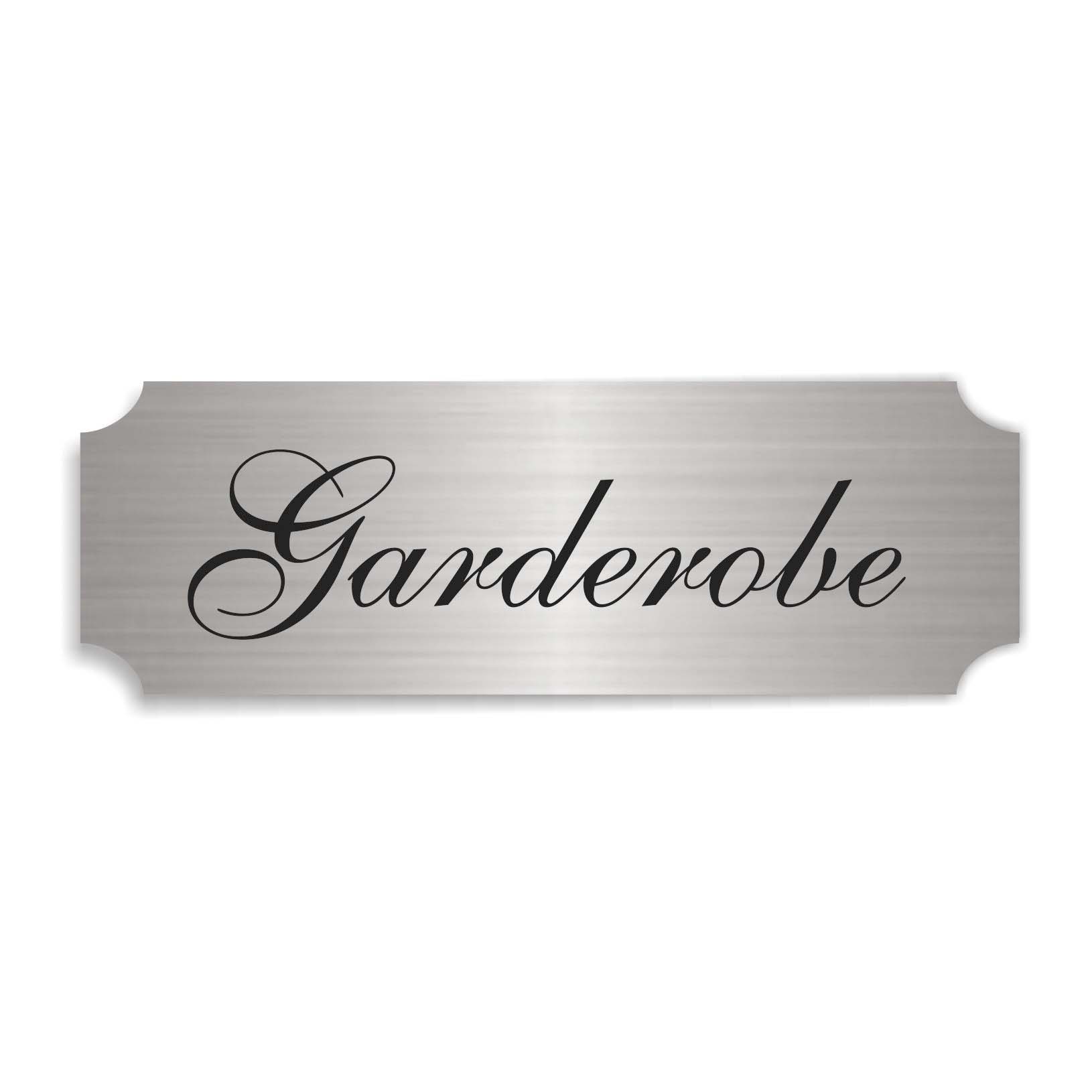 Schild « GARDEROBE » selbstklebend - Aluminium Look - silber