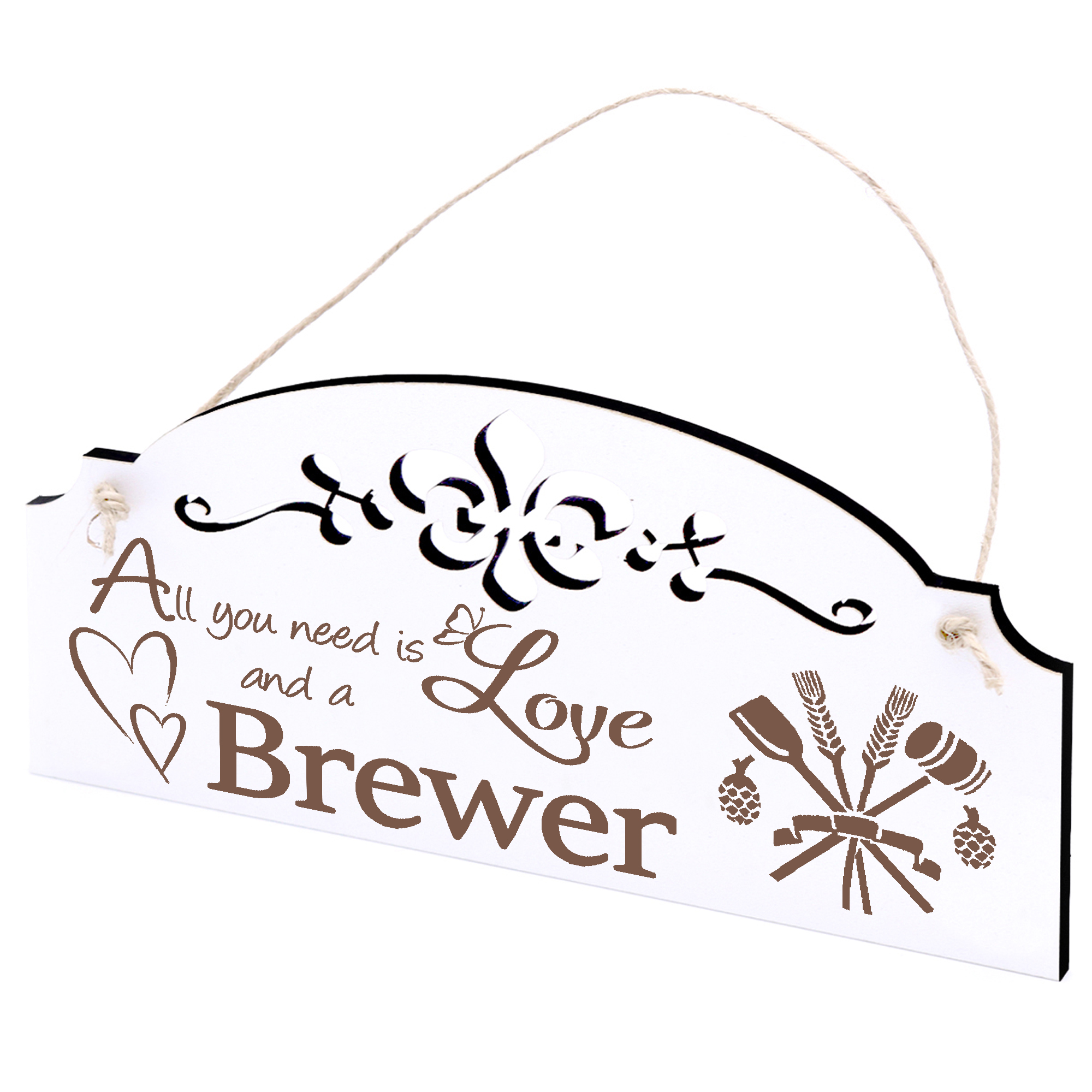 Schild Brauer Deko 20x10cm - All you need is Love and a Brewer - Holz