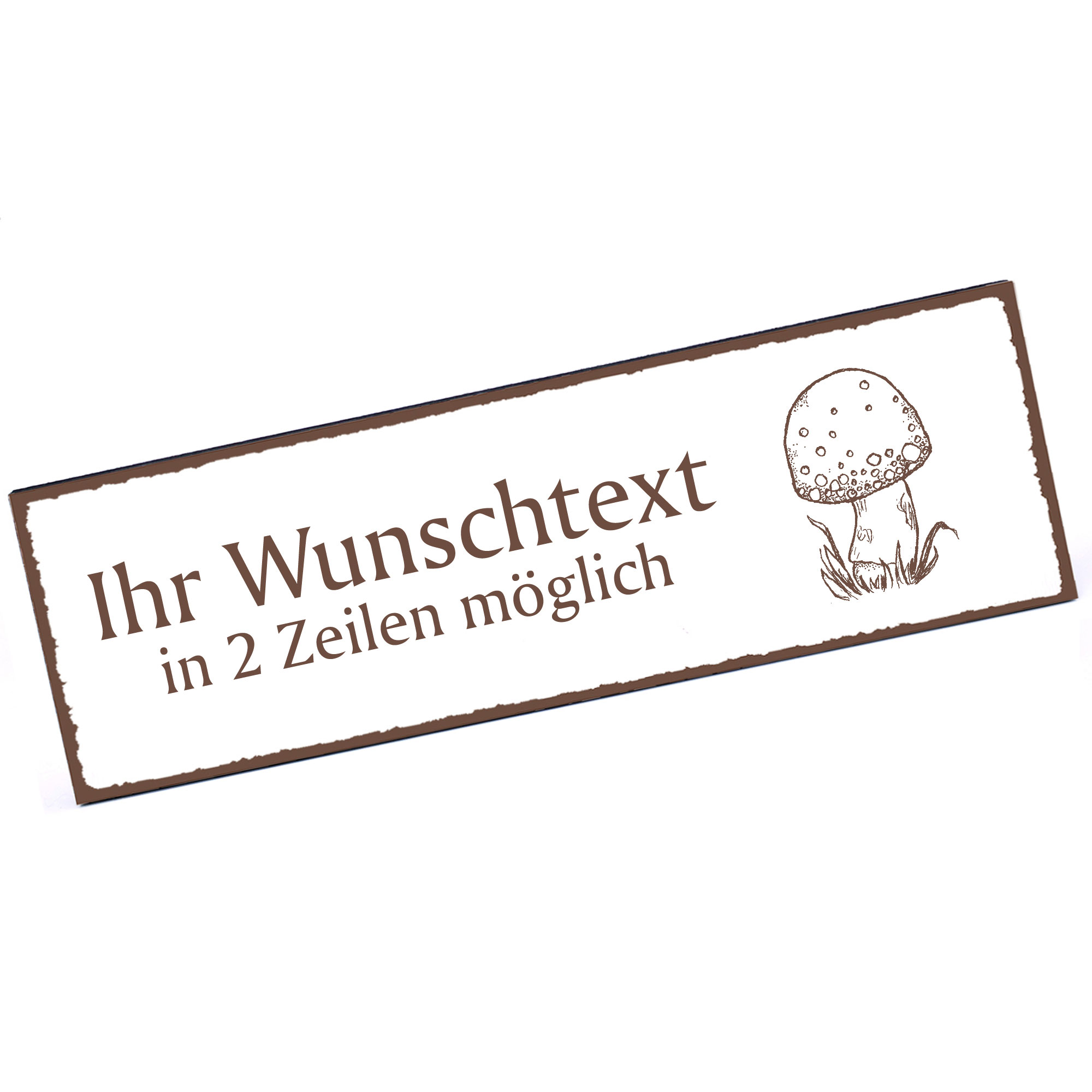 Türschild kleiner Fliegenpilz  Namensschild personalisiert mit Gravur - 150mm x 50mm - selbstklebend