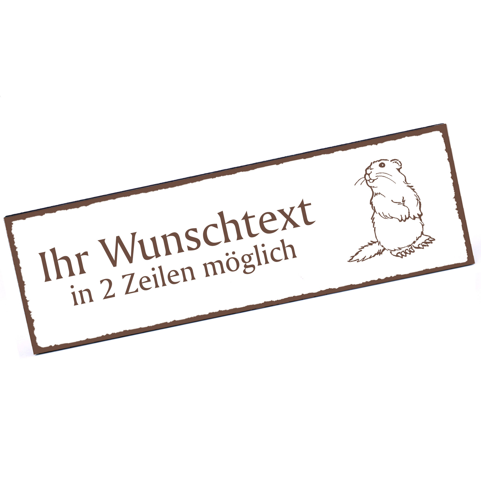 Türschild niedlicher Biber sitzend  Namensschild personalisiert mit Gravur - 150mm x 50mm - selbstkl