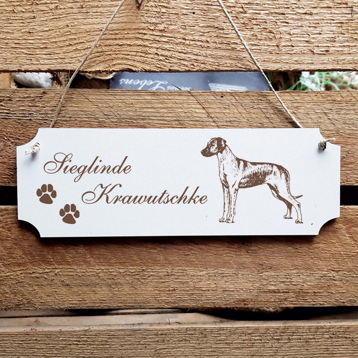 Schild « Rhodesian Ridgeback » Namensschild Türschild zum Anhängen - 20 x 6,7 cm