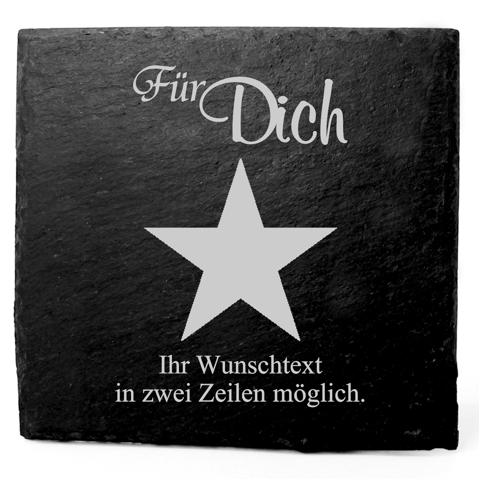 Deko Schiefer Untersetzer personalisiert Stern - Für Dich - 11x11cm