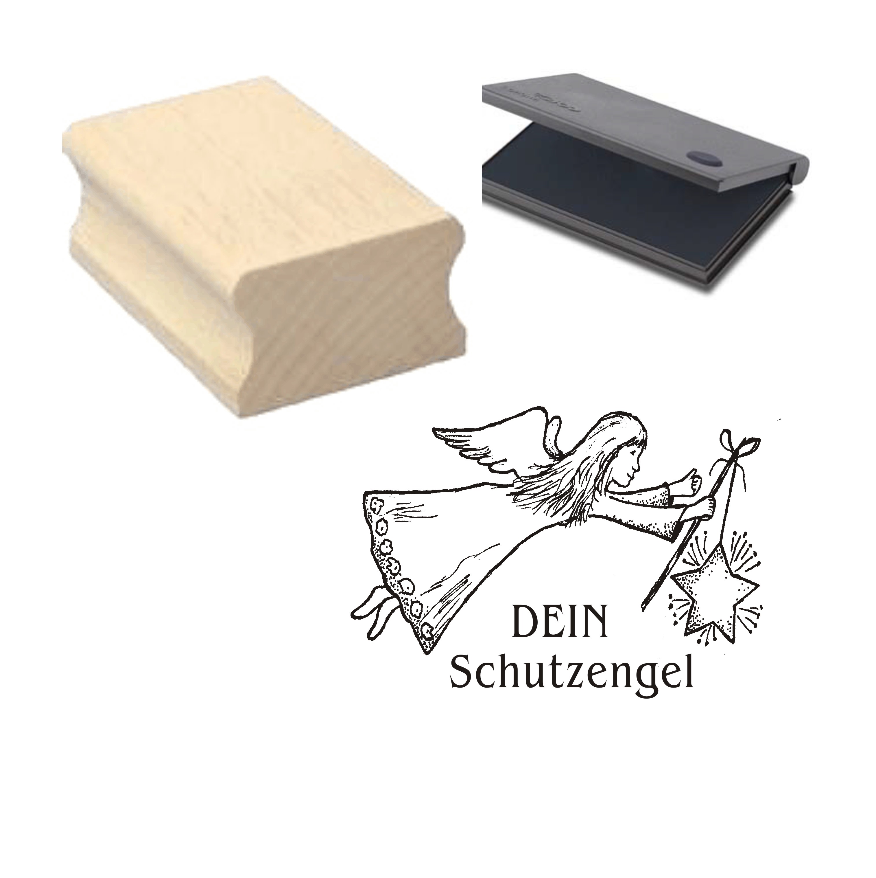 Stempel « DEIN SCHUTZENGEL » Motivstempel mit Kissen