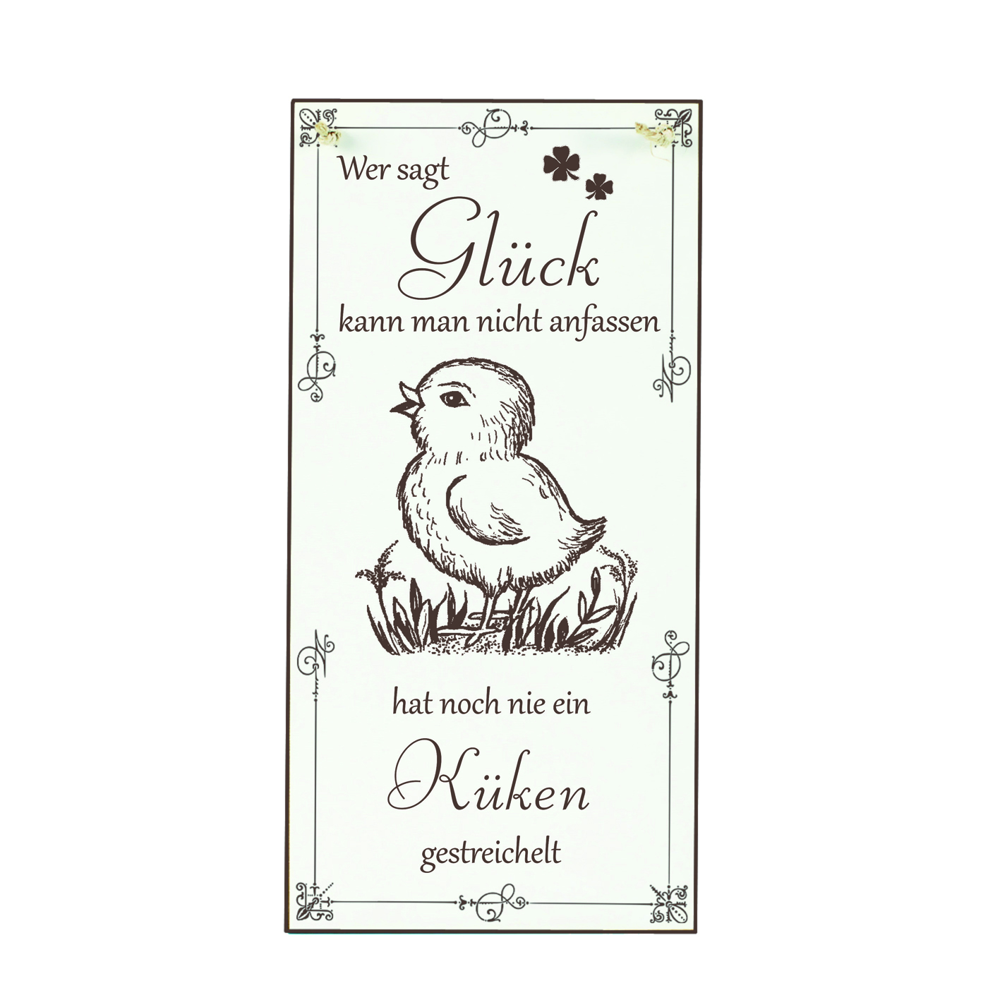 Schild Küken Glück kann man streicheln Spruch - Vintage Dekoschild Tiere Türschild  10 x 20 cm