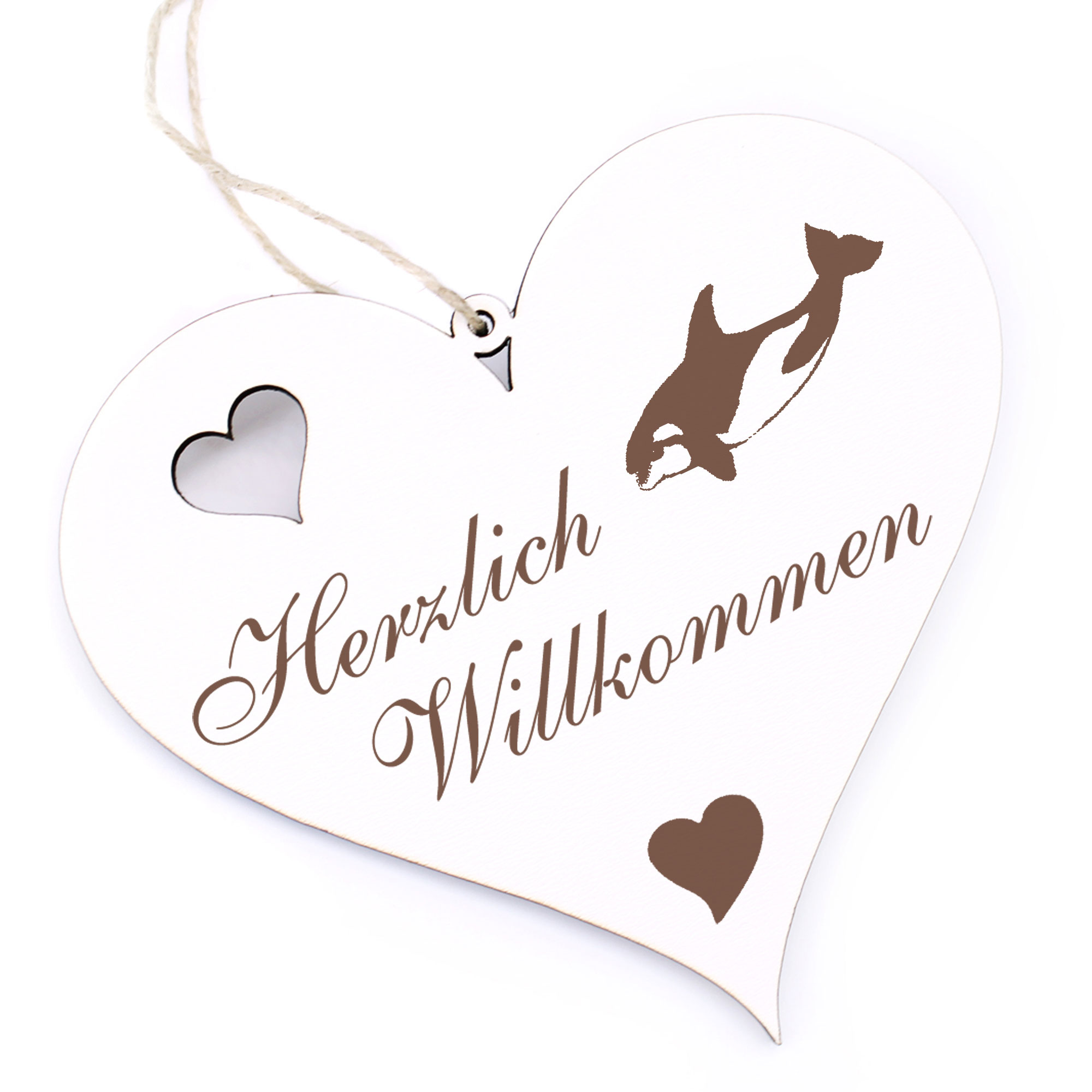 Herzlich Willkommen Schild - Orca Schwertwal - Deko Herz Holz