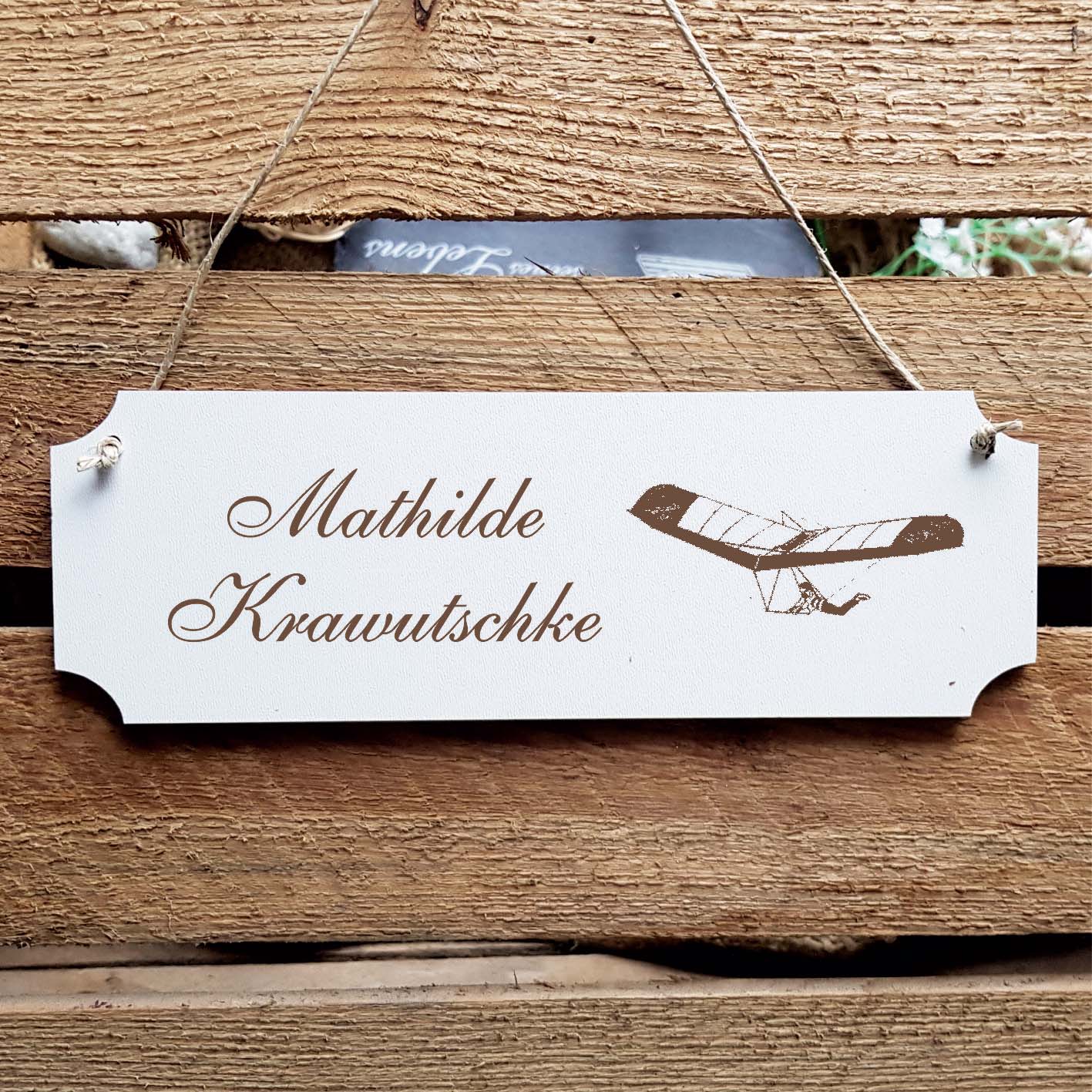 Schild « Paragliding » Namensschild Türschild zum Anhängen - 20 x 6,7 cm