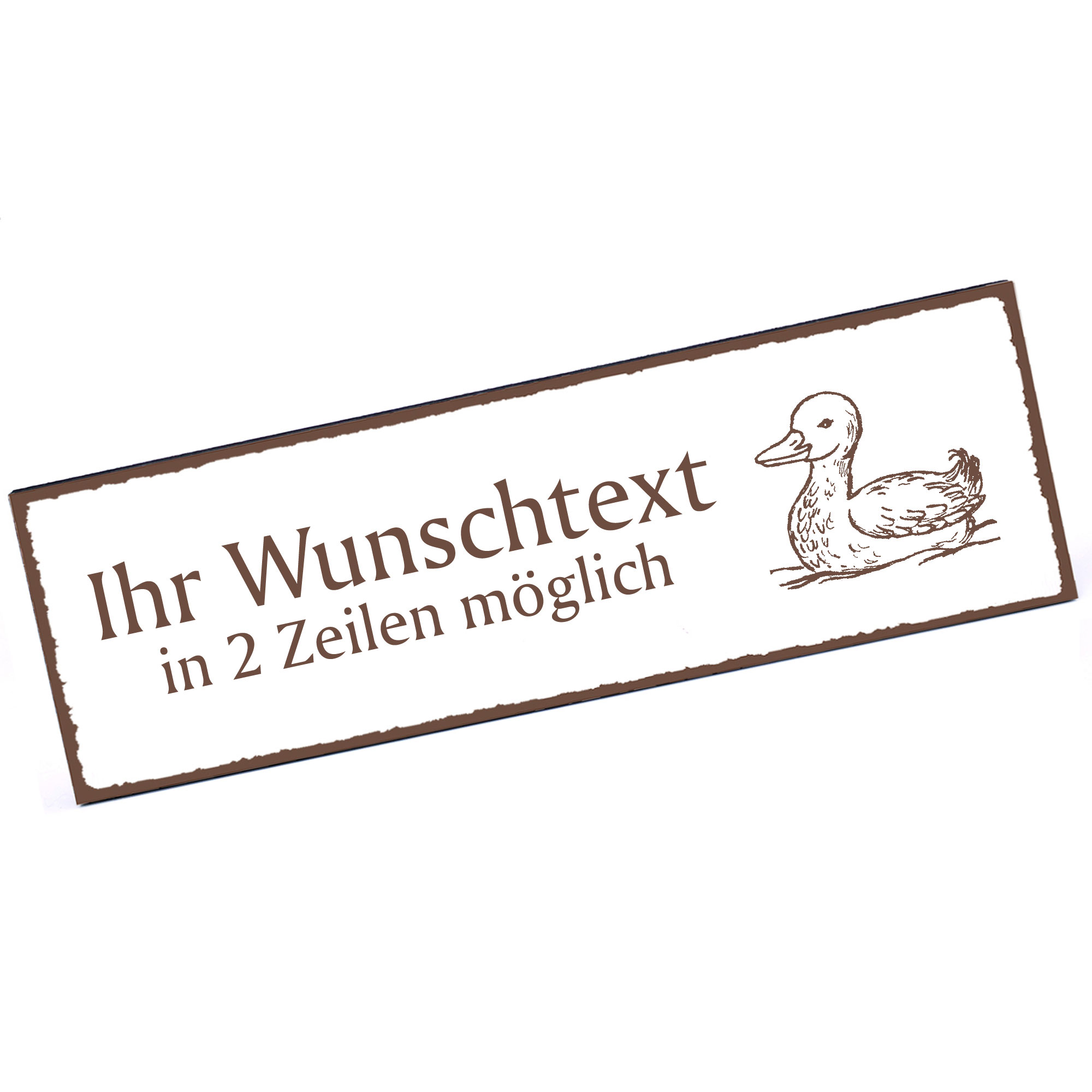 Türschild niedliche Ente  Namensschild personalisiert mit Gravur - 150mm x 50mm - selbstklebend