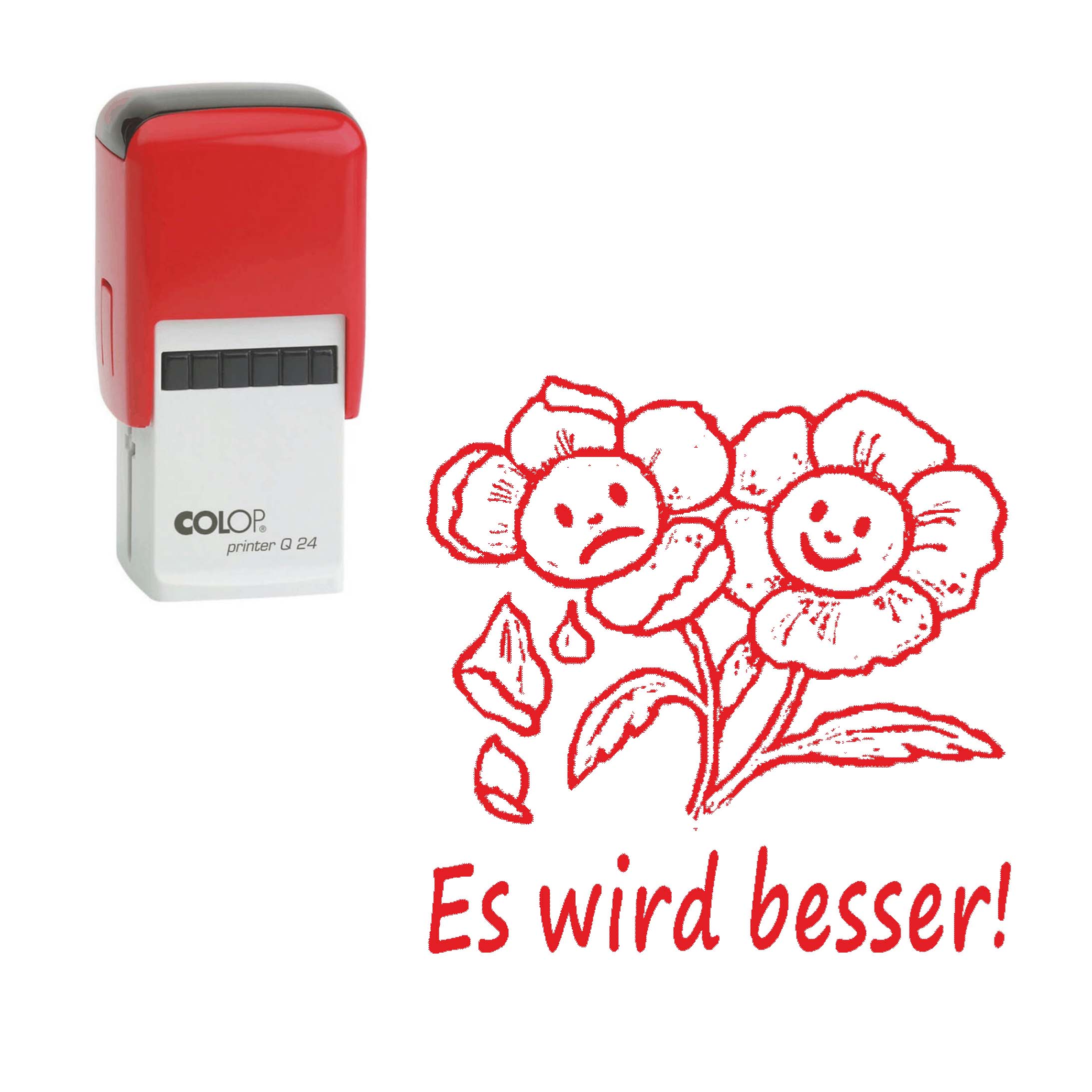 Lehrerstempel Es wird besser - Automatikstempel Kinder Motivstempel Blumen 24 x 24 mm