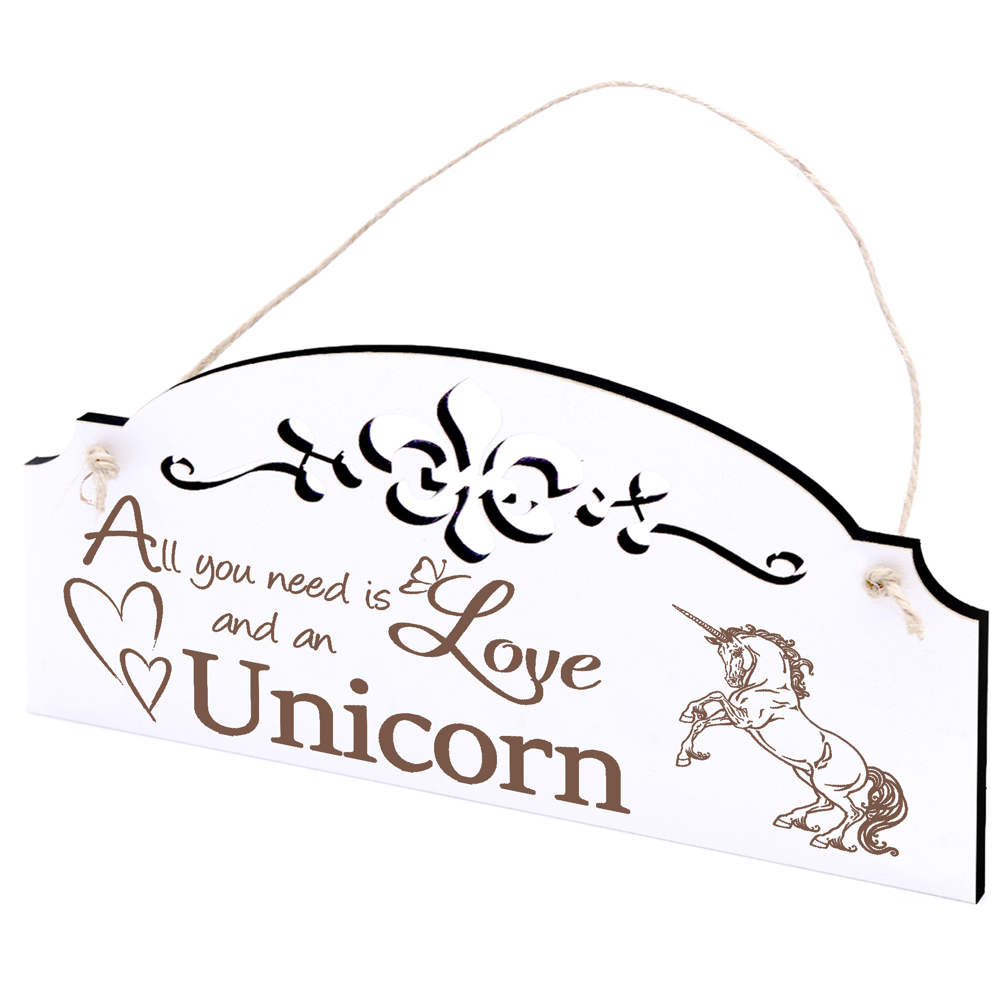 Schild stehendes Einhorn Deko 20x10cm - All you need is Love and an Unicorn - Holz