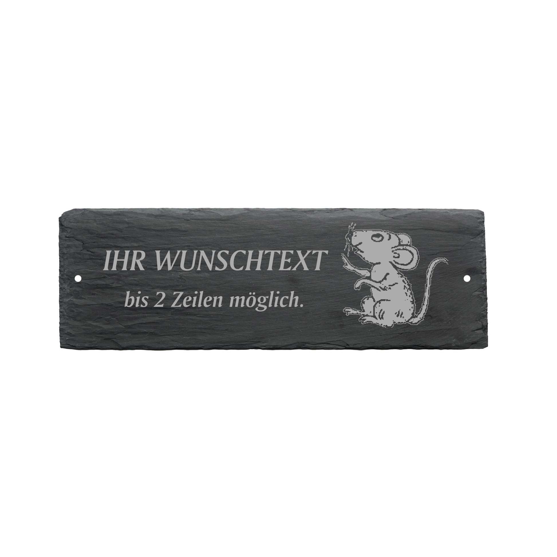 Türschild « MAUS SITZEND » ca. 22 x 8 cm - aus Schiefer