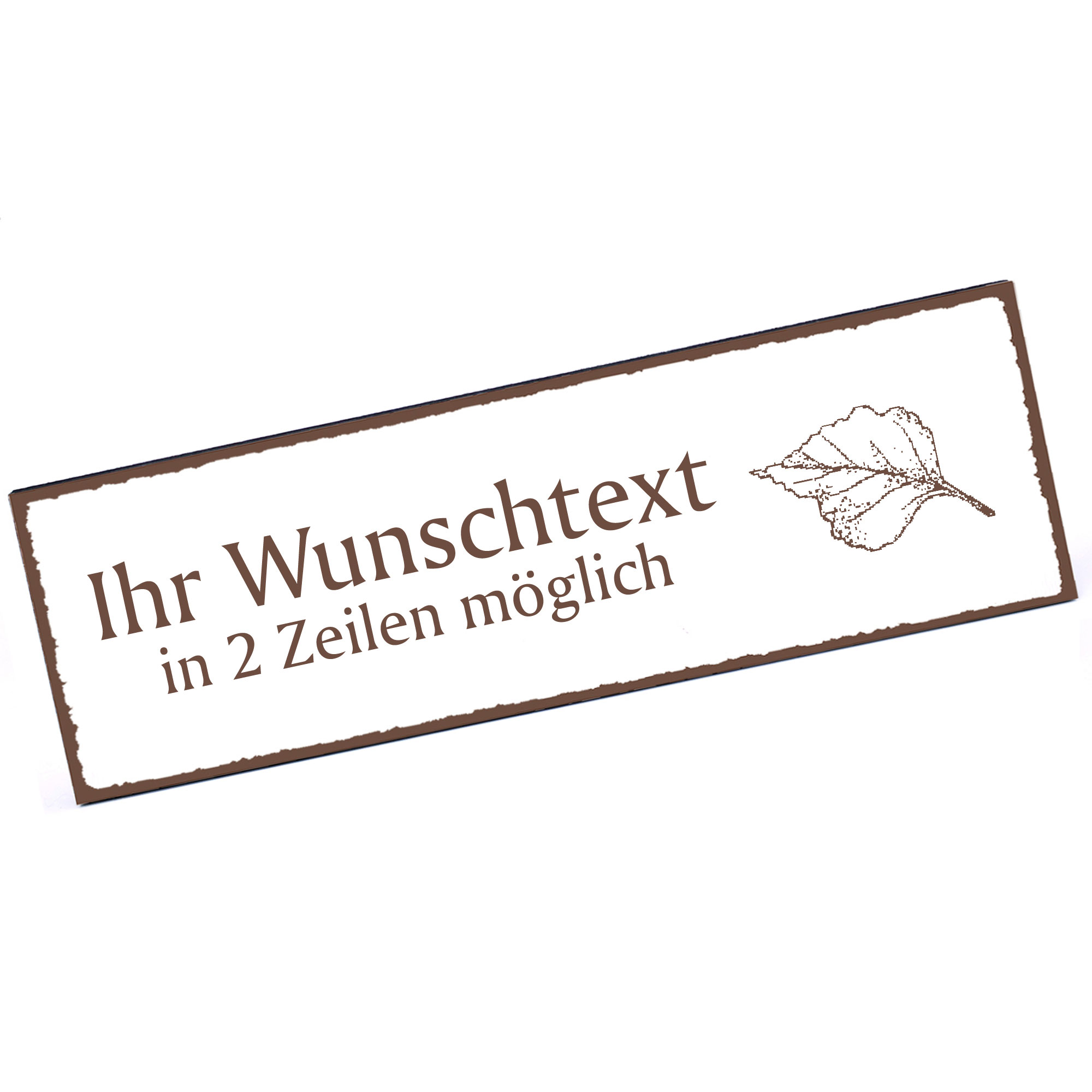 Türschild Blatt  Namensschild personalisiert mit Gravur - 150mm x 50mm - selbstklebend
