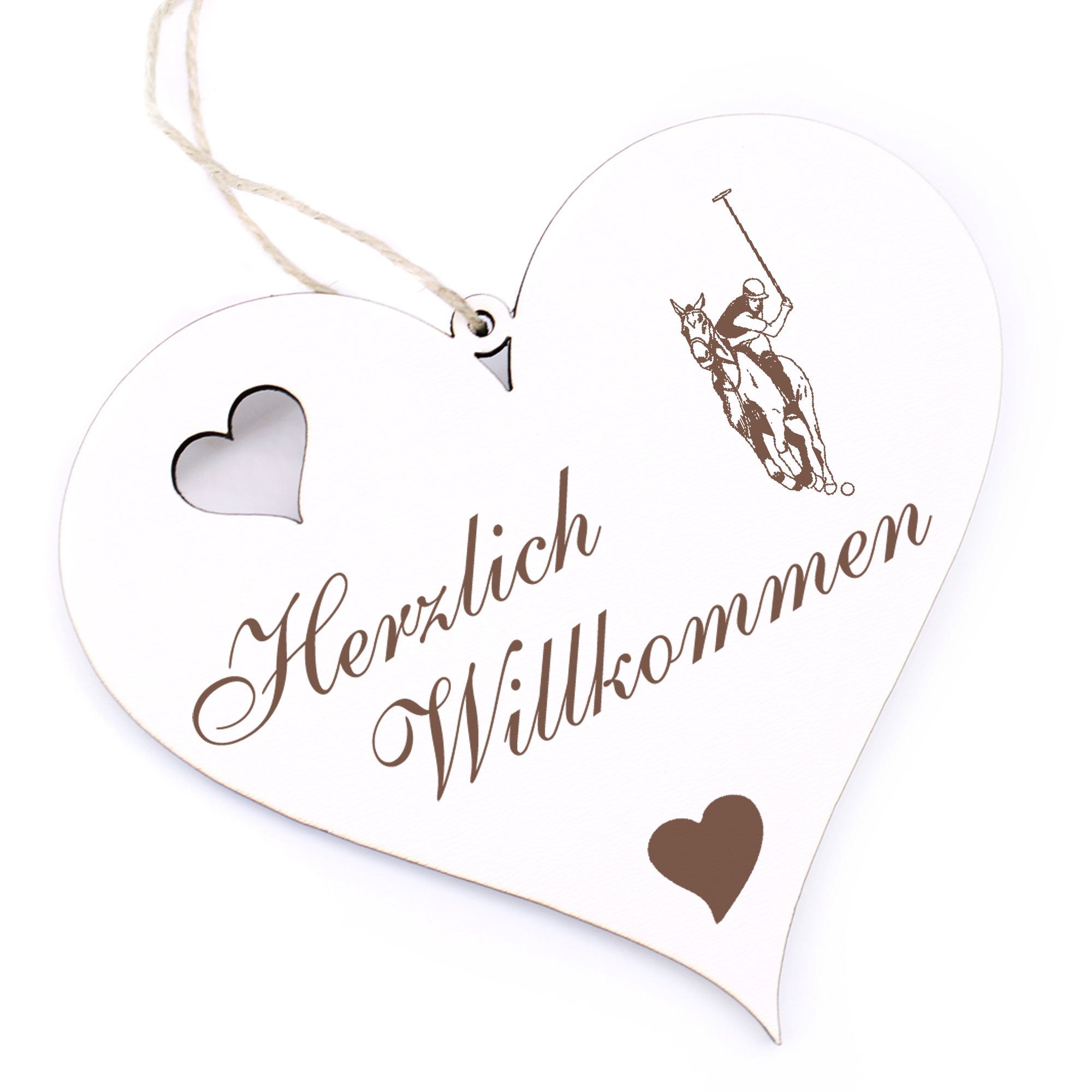 Herzlich Willkommen Schild - Polo - Deko Herz Holz
