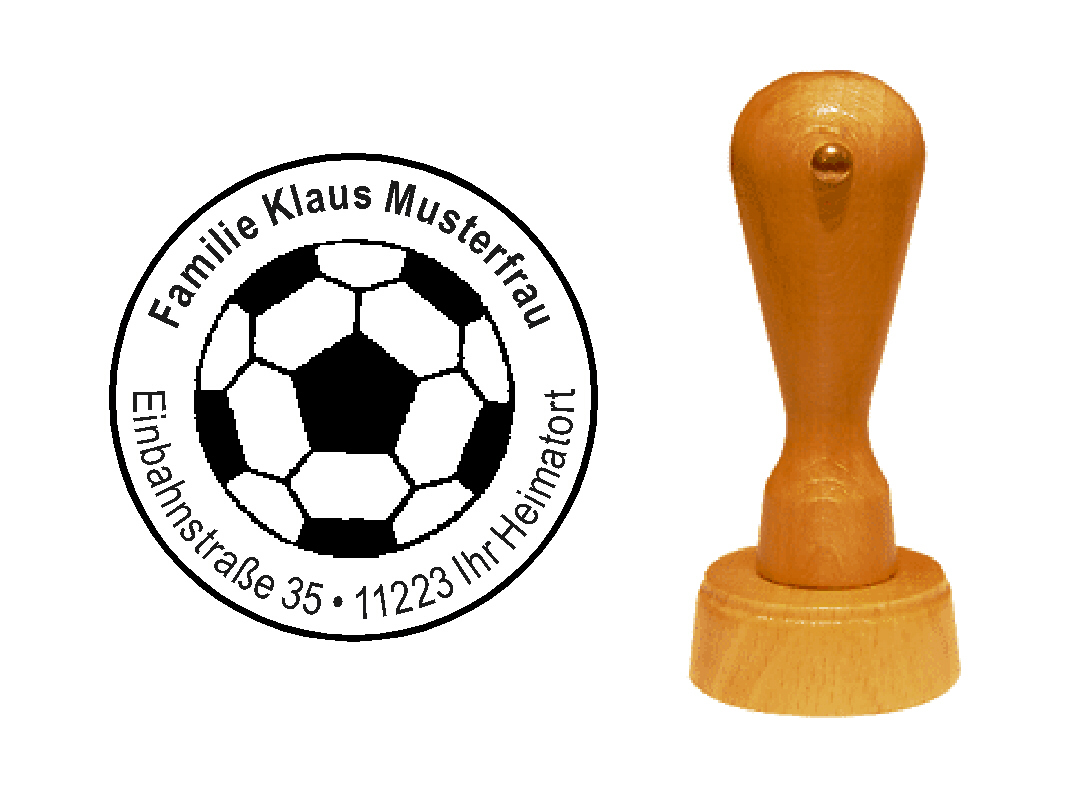 « Fußball » Holzstempel mit persönlichem Wunschtext