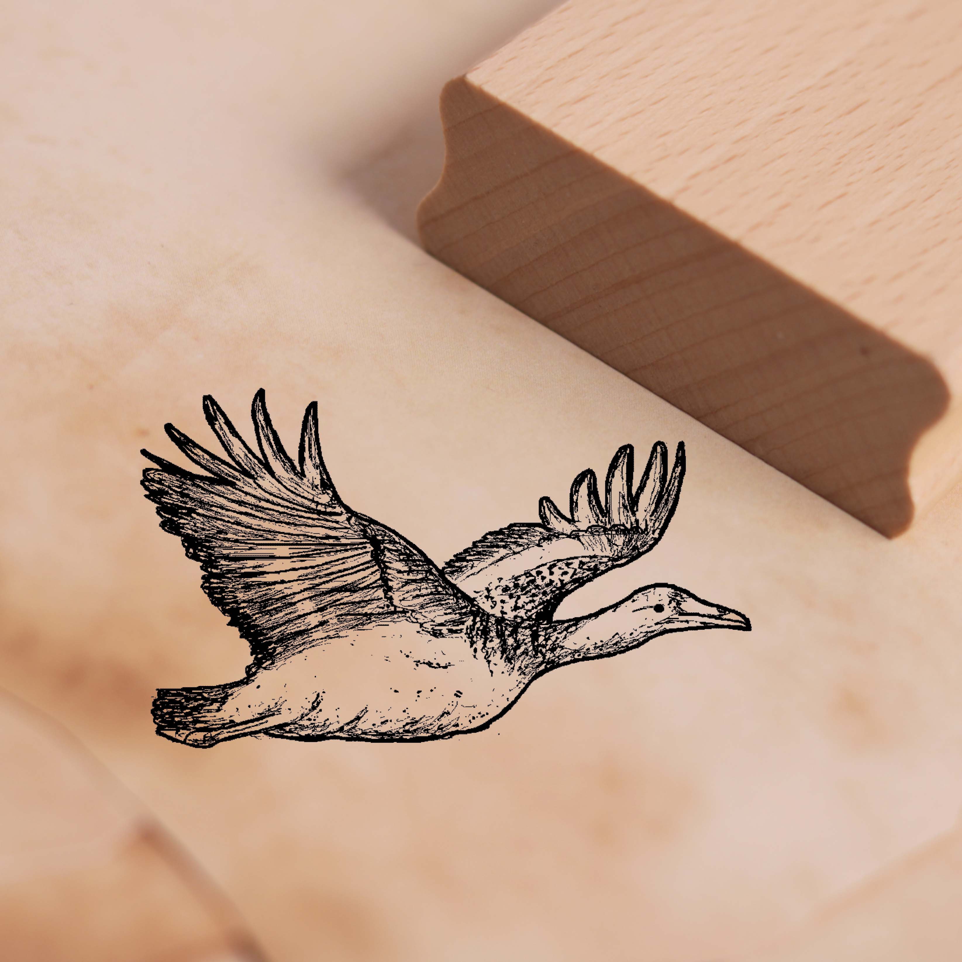 Motivstempel Großtrappe fliegt - Stempel Holzstempel 48 x 28 mm