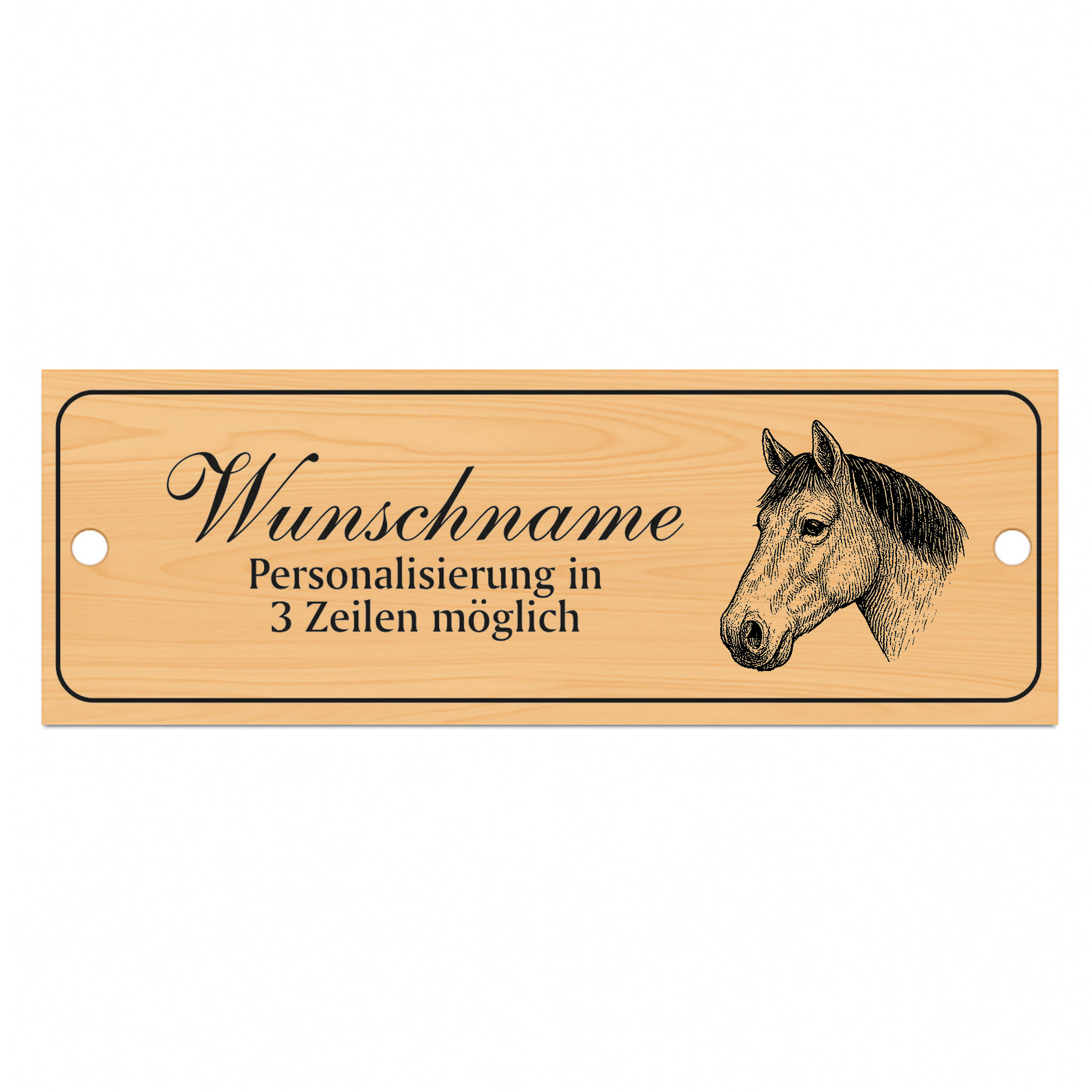 Stallschild Connemara-Pony personalisierbar mit Wunschtext – Stalltafel Pferdeschild Pferdebox Holzoptik - 20×7,5 cm