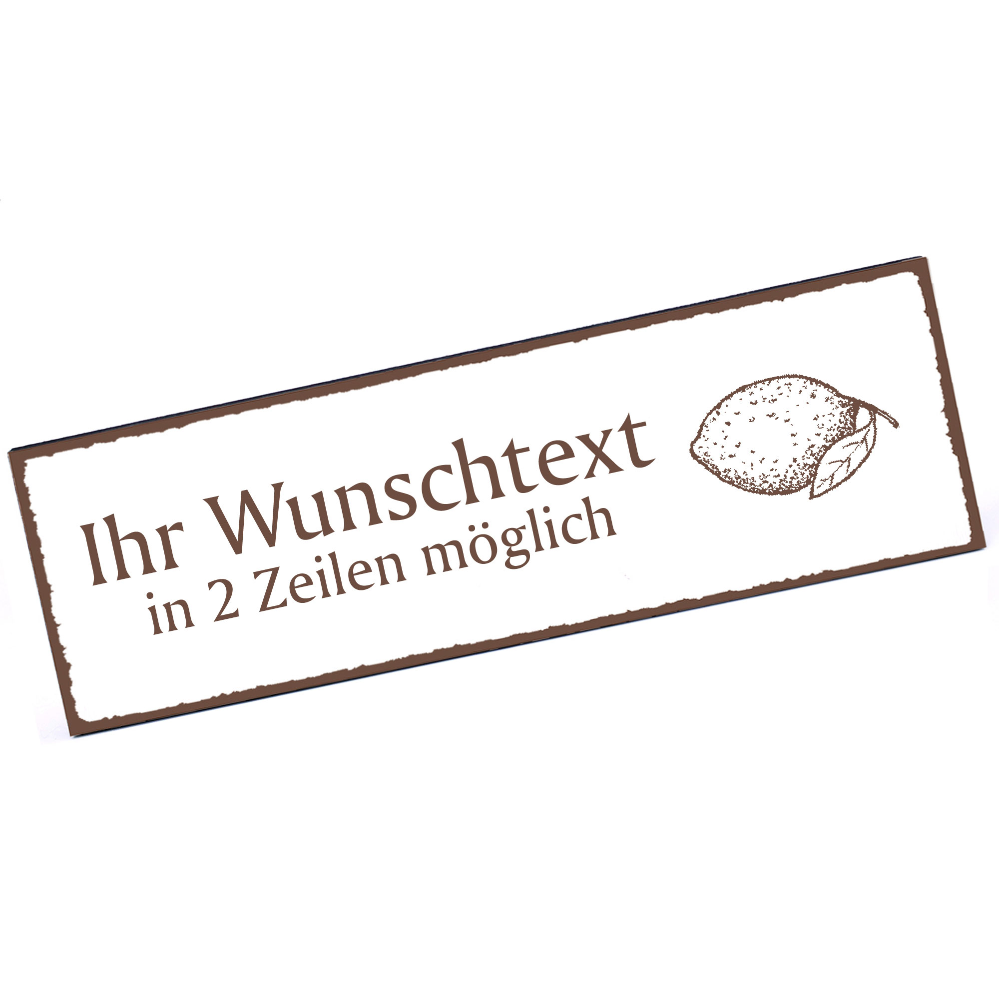 Türschild Zitrone  Namensschild personalisiert mit Gravur - 150mm x 50mm - selbstklebend
