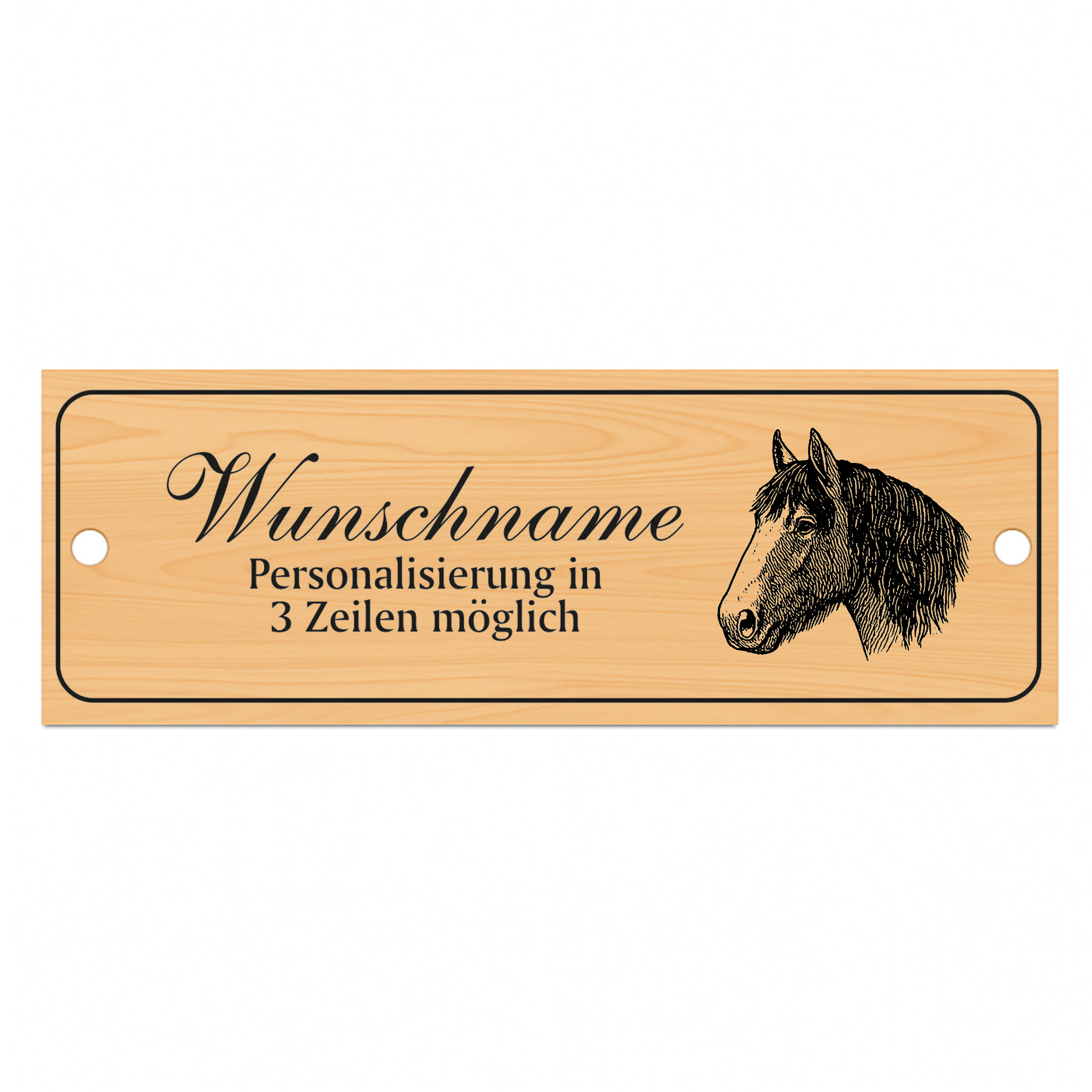 Stallschild Clydesdale personalisierbar mit Wunschtext – Stalltafel Pferdeschild Pferdebox Holzoptik - 20×7,5 cm