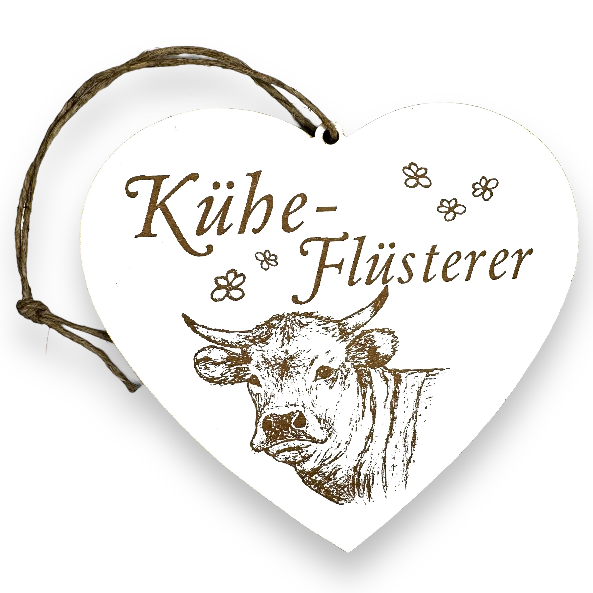 Küheflüsterer Schild - Herzschild mit Gravur - Deko Dekoschild Türschild 13 x 12 cm